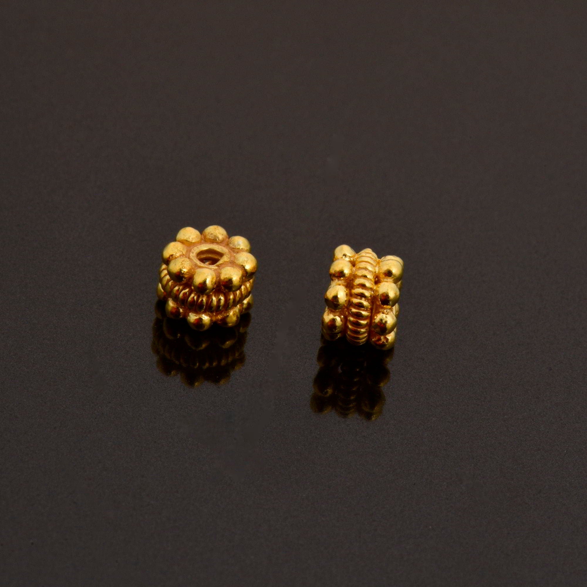 24K Gold Vermeil Separators, Handmade Silver Beads in 24K Gold, 925 Solid Silver Beads, Spacer Beads, Jewelry Supply, VM125