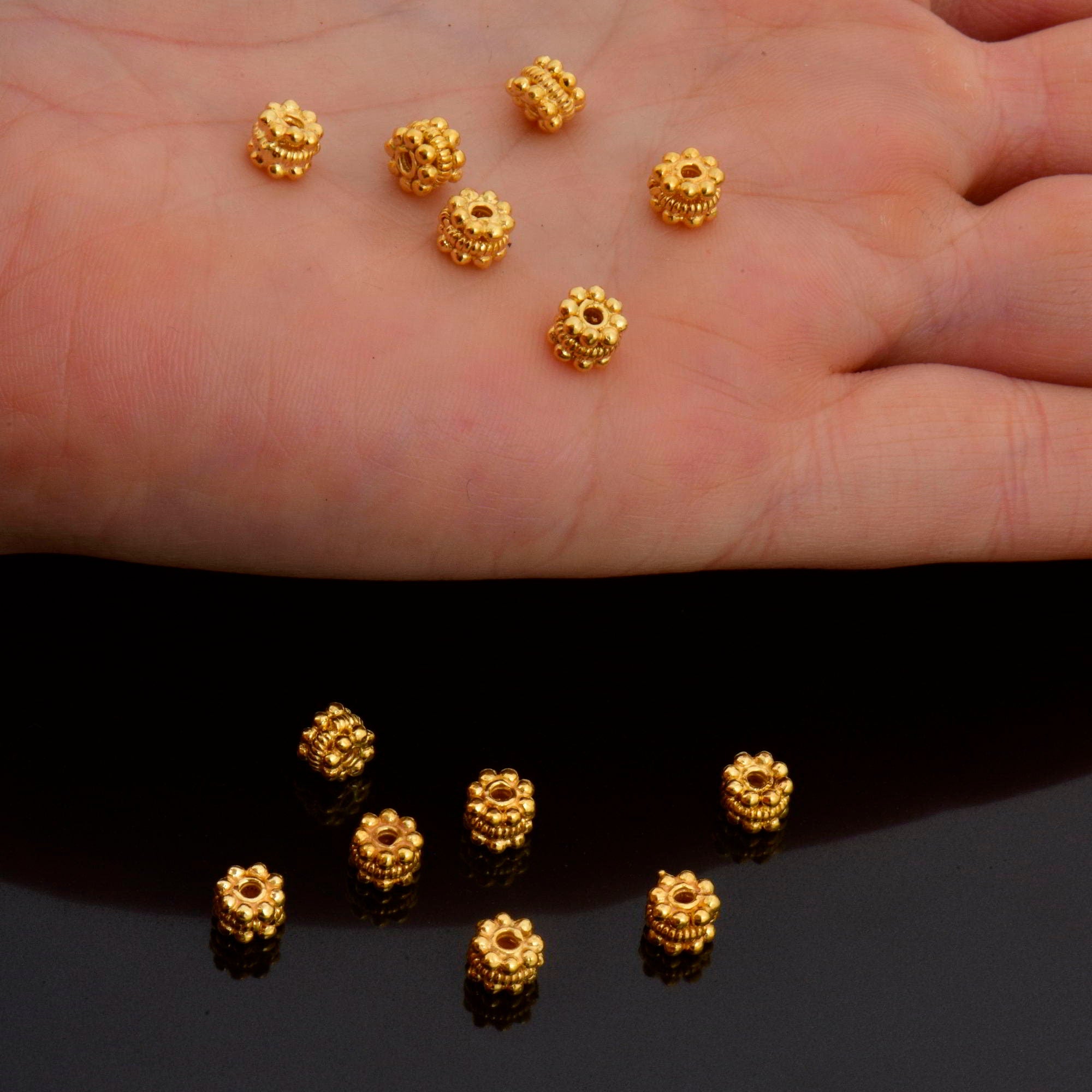 24K Gold Vermeil & 925 Silver Separators, Handmade Silver Beads in Gold, Solid Silver Beads, Spacer Beads, Jewelry Supply, M/VM125