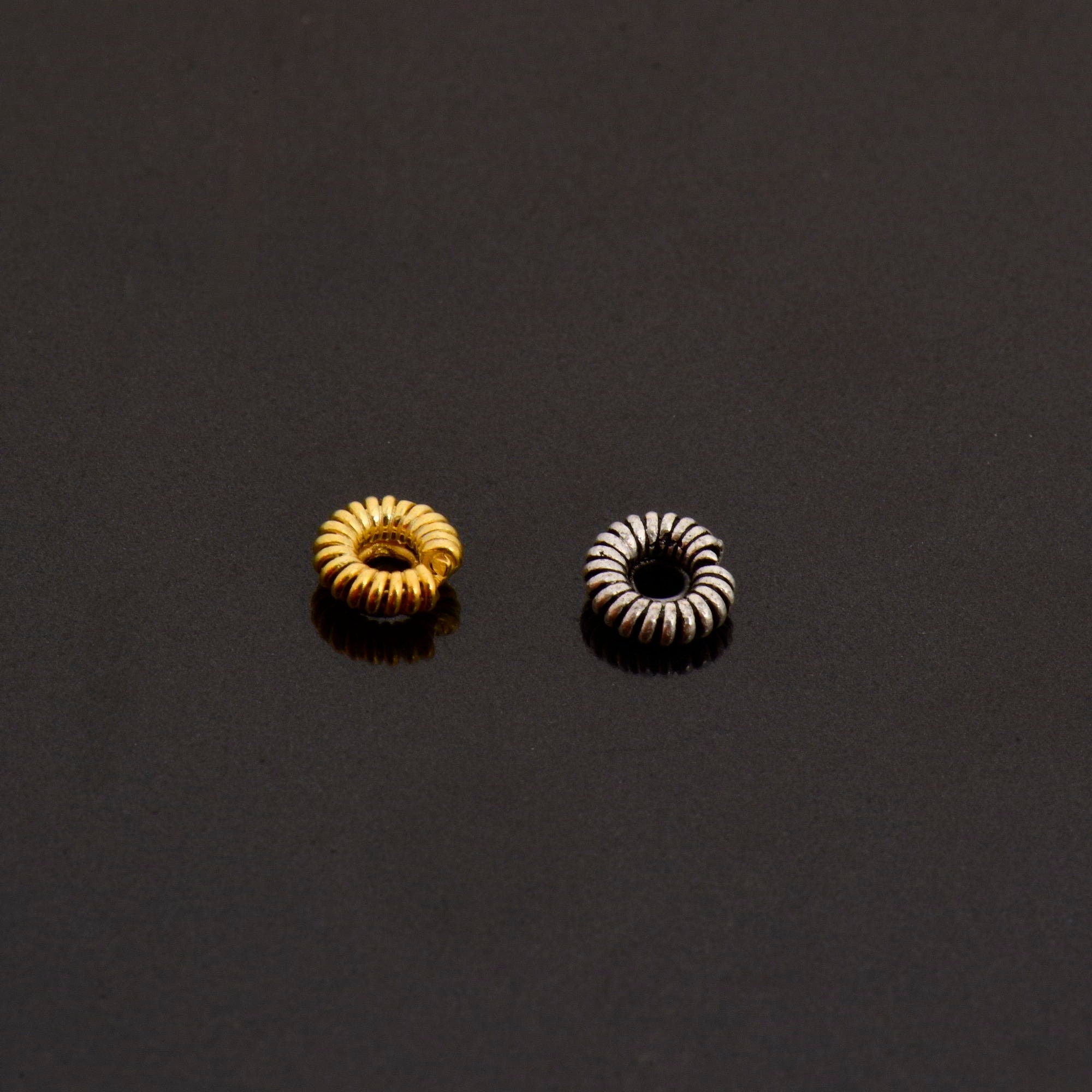 24K Gold Vermeil & 925 Silver Separators, Handmade Silver Beads in 24K Gold, Solid Silver Beads, Spacer Beads, Jewelry Supply, M/VM126