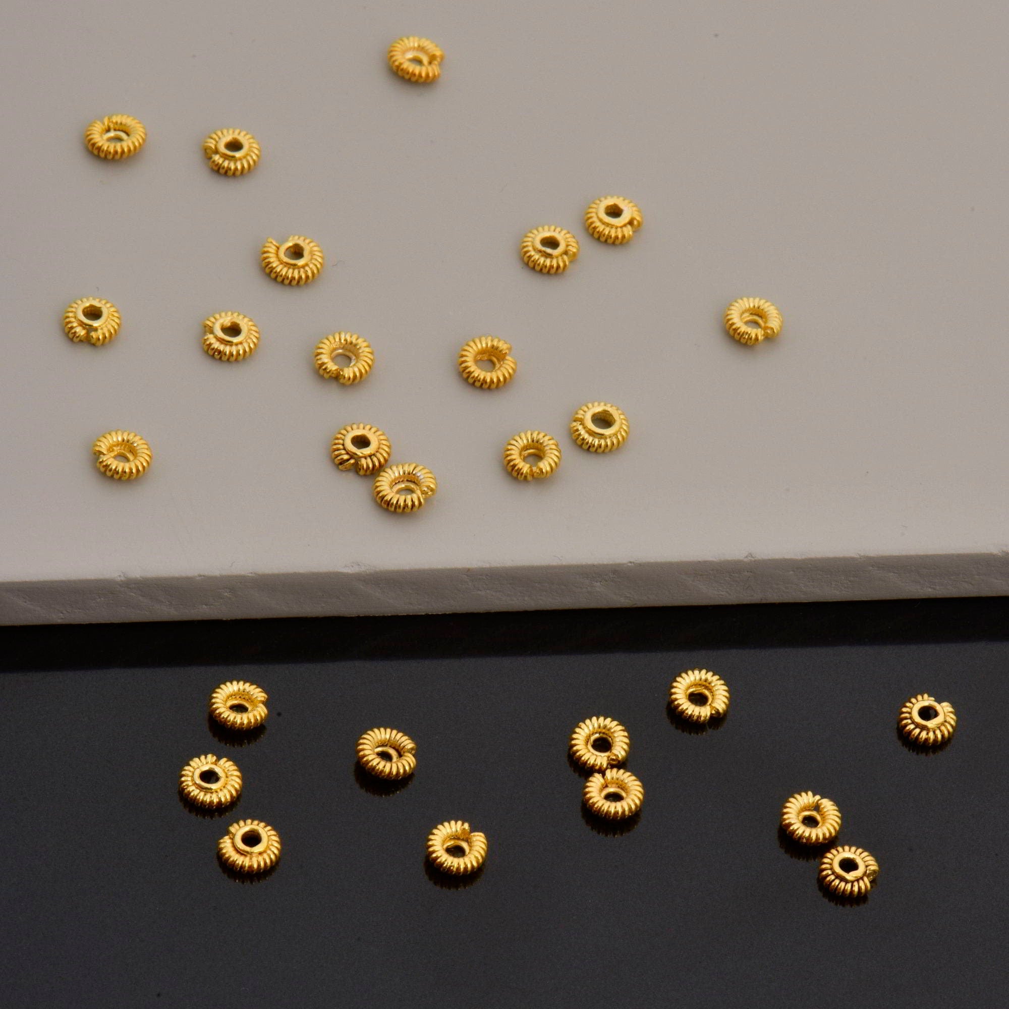 24K Gold Vermeil & 925 Silver Separators, Handmade Silver Beads in 24K Gold, Solid Silver Beads, Spacer Beads, Jewelry Supply, M/VM126