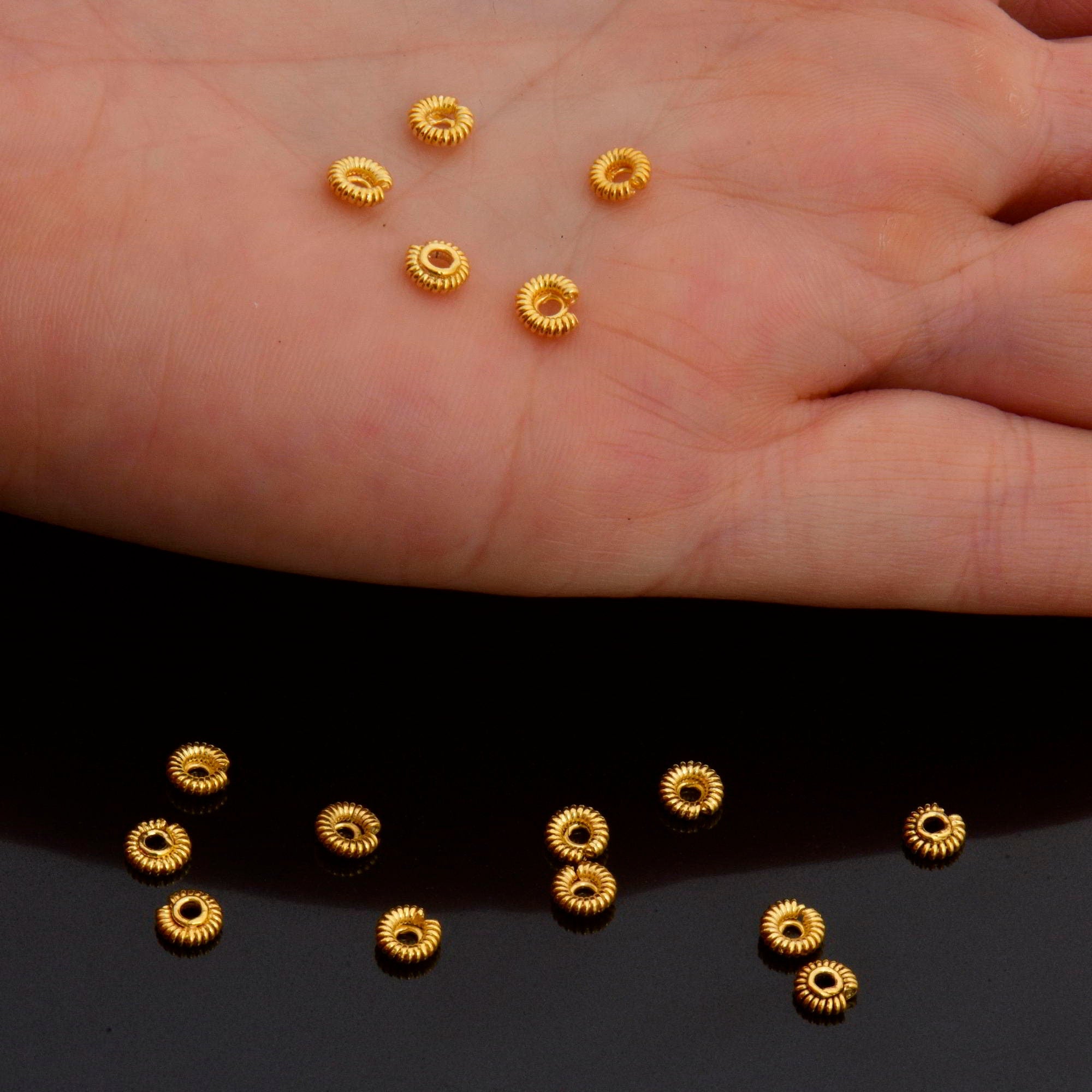 24K Gold Vermeil & 925 Silver Separators, Handmade Silver Beads in 24K Gold, Solid Silver Beads, Spacer Beads, Jewelry Supply, M/VM126