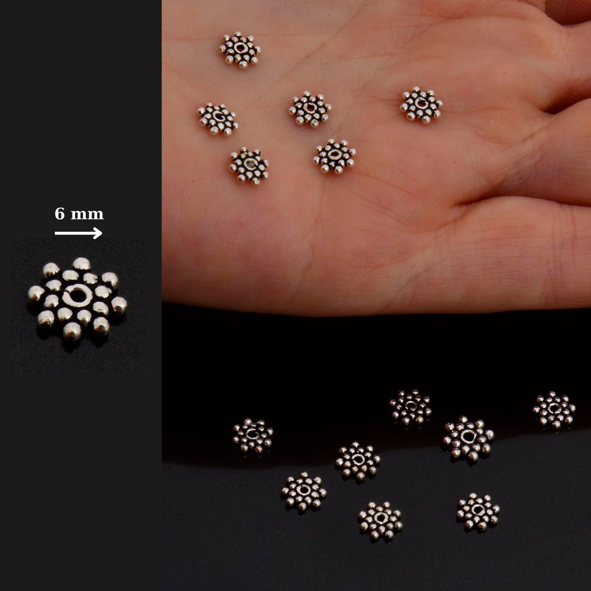 24K Gold Vermeil & 925 Silver Separators, Handmade Silver Beads in Gold, Solid Silver Beads, Spacer Beads, Jewelry Supply, M/VM127