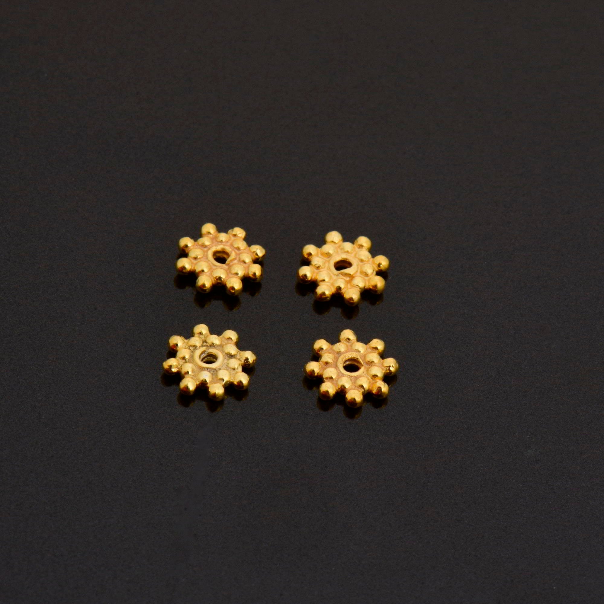 24K Gold Vermeil & 925 Silver Separators, Handmade Silver Beads in Gold, Solid Silver Beads, Spacer Beads, Jewelry Supply, M/VM127
