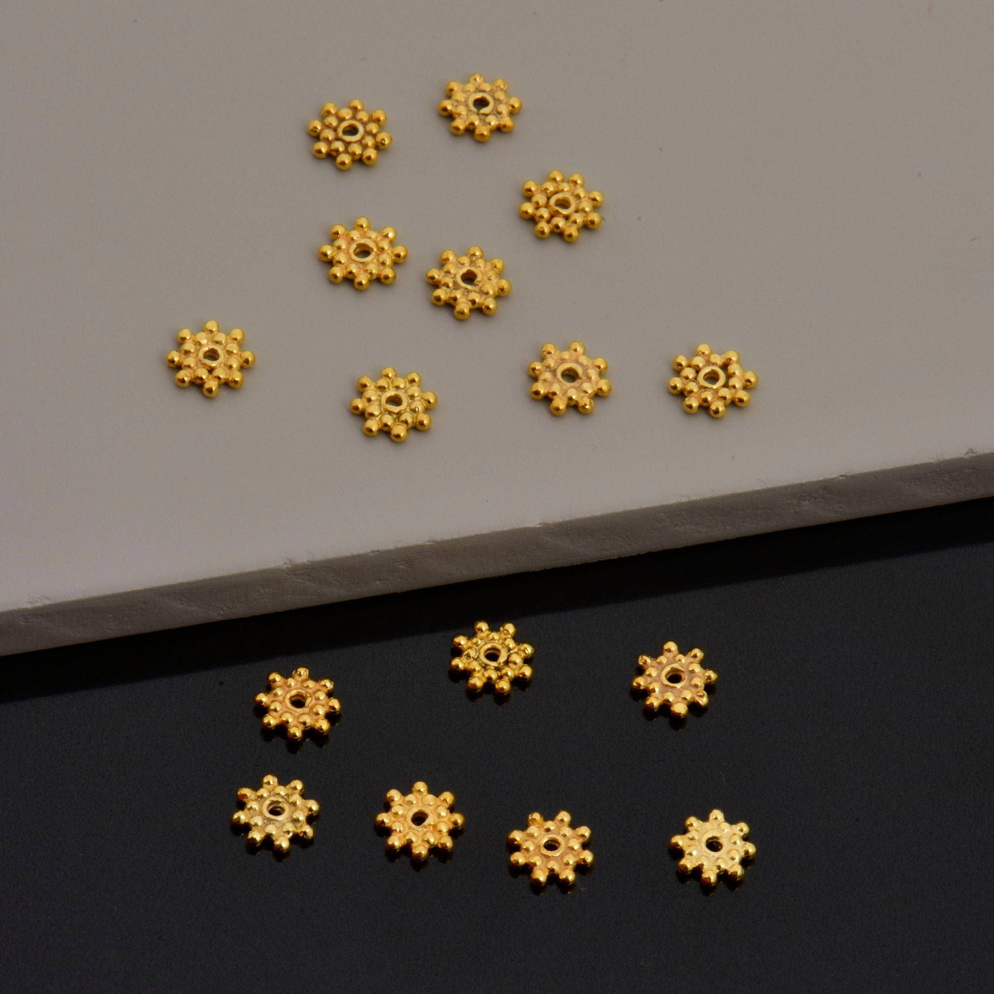 24K Gold Vermeil & 925 Silver Separators, Handmade Silver Beads in Gold, Solid Silver Beads, Spacer Beads, Jewelry Supply, M/VM127
