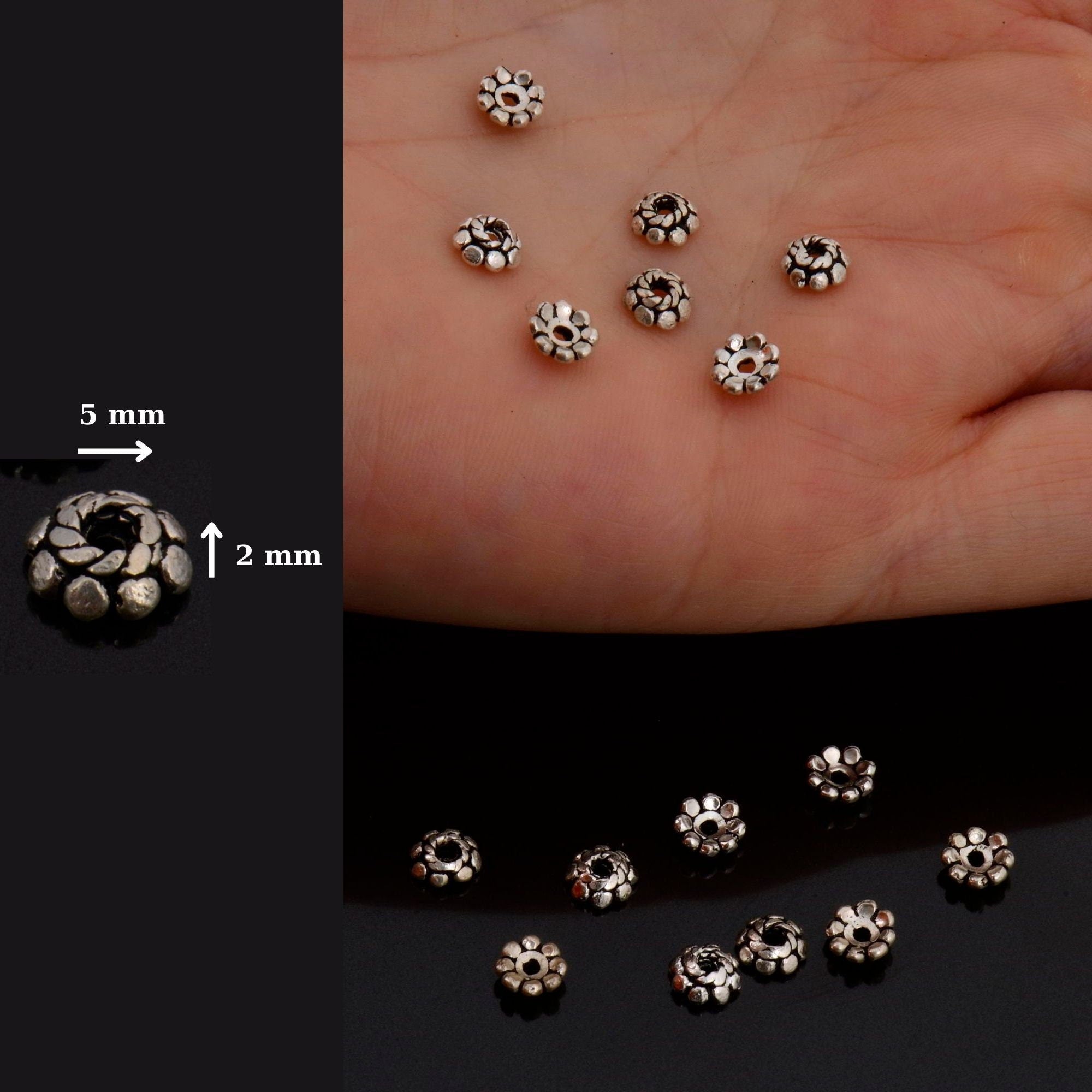 24K Gold Vermeil & 925 Silver Separators, Handmade Silver Beads in Gold, Solid Silver Beads, Spacer Beads, Jewelry Supply, M/VM128