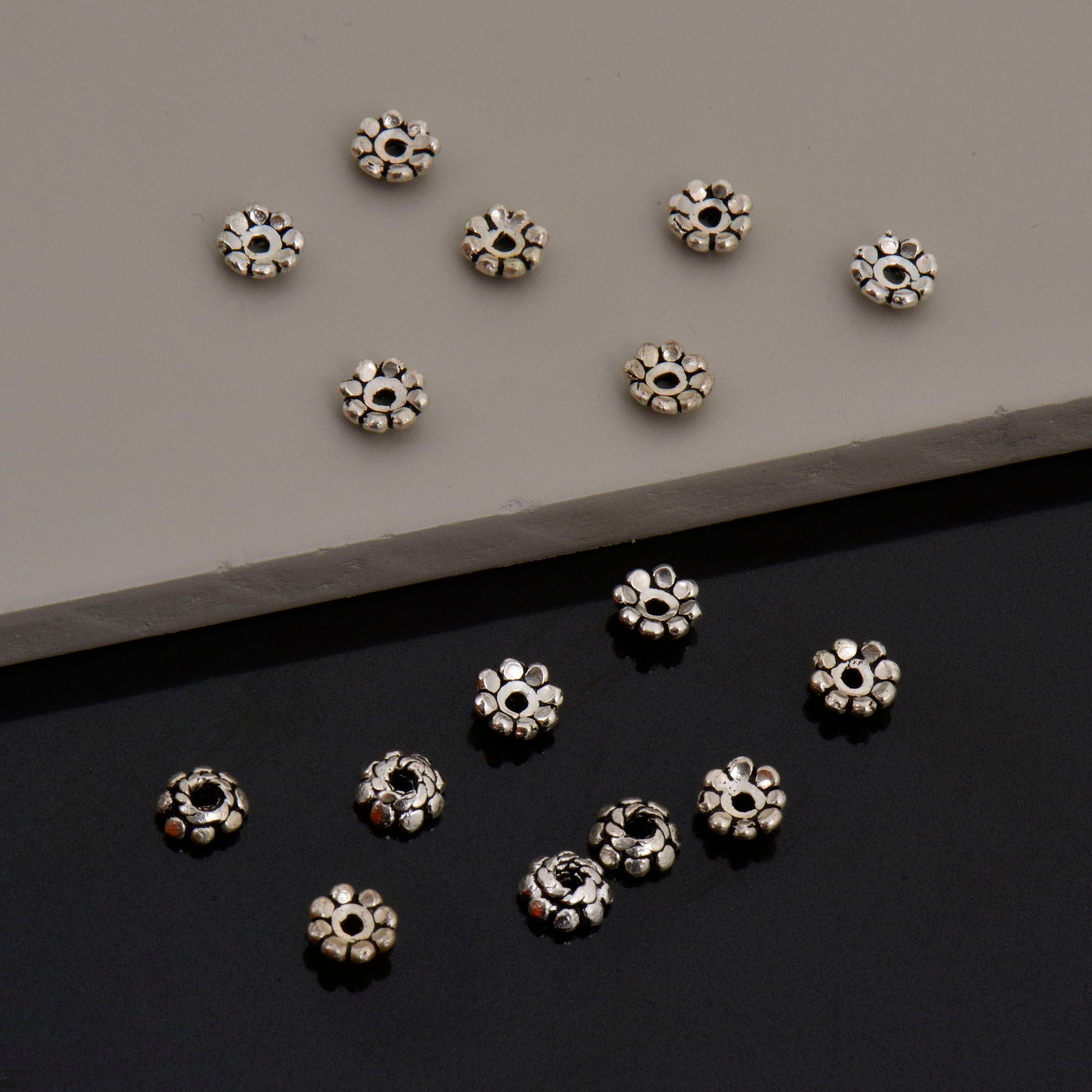 24K Gold Vermeil & 925 Silver Separators, Handmade Silver Beads in Gold, Solid Silver Beads, Spacer Beads, Jewelry Supply, M/VM128