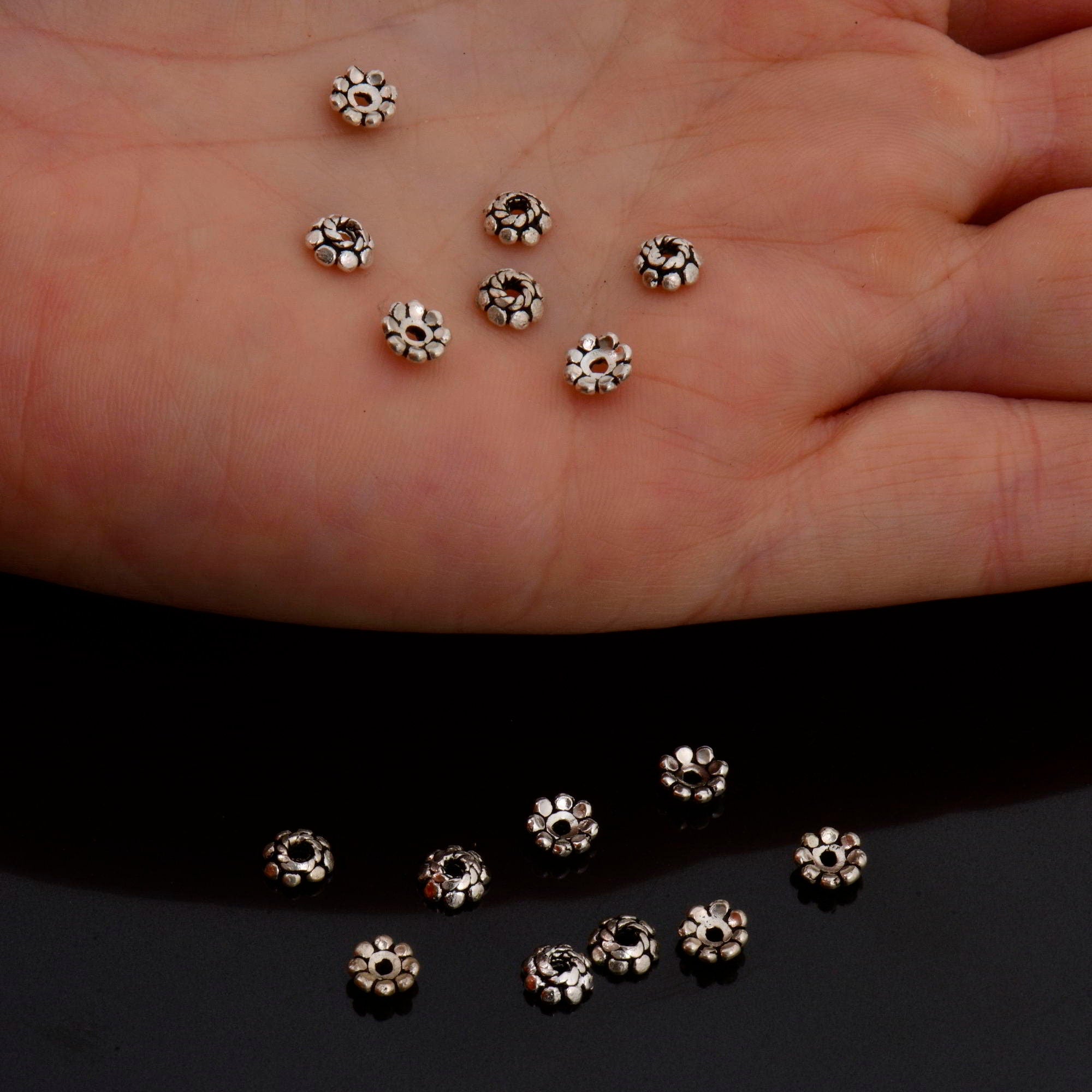24K Gold Vermeil & 925 Silver Separators, Handmade Silver Beads in Gold, Solid Silver Beads, Spacer Beads, Jewelry Supply, M/VM128