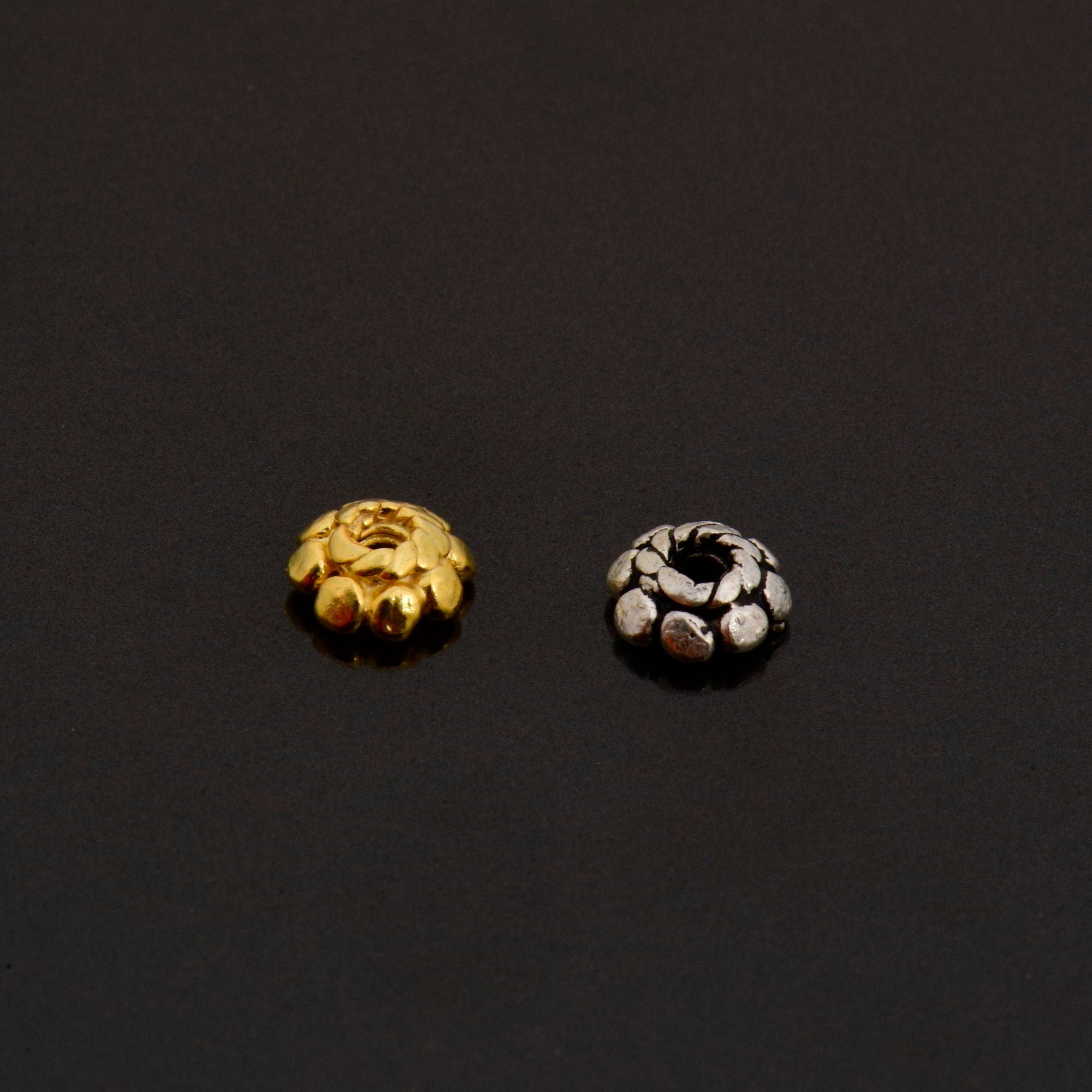 24K Gold Vermeil & 925 Silver Separators, Handmade Silver Beads in Gold, Solid Silver Beads, Spacer Beads, Jewelry Supply, M/VM128