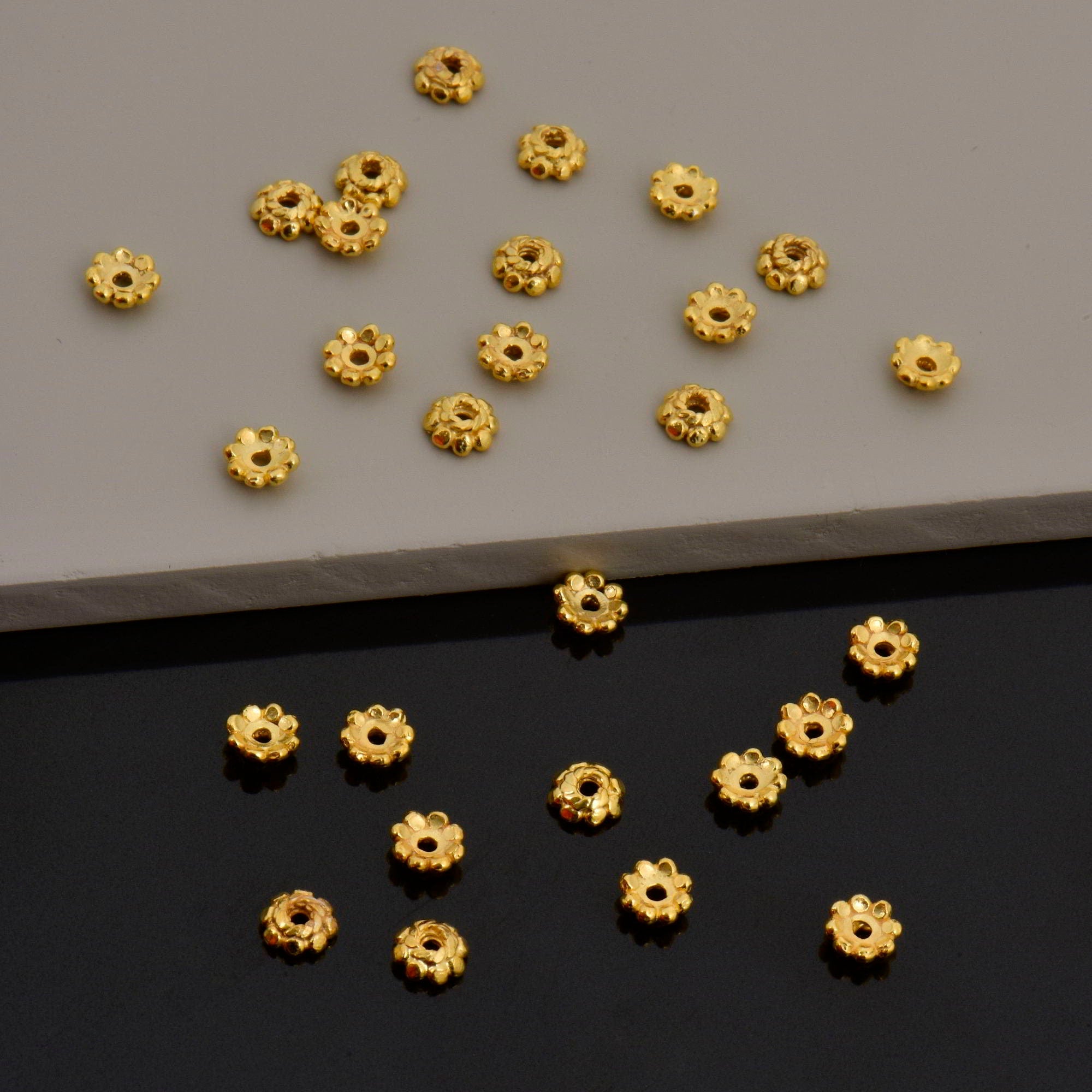 24K Gold Vermeil & 925 Silver Separators, Handmade Silver Beads in Gold, Solid Silver Beads, Spacer Beads, Jewelry Supply, M/VM128