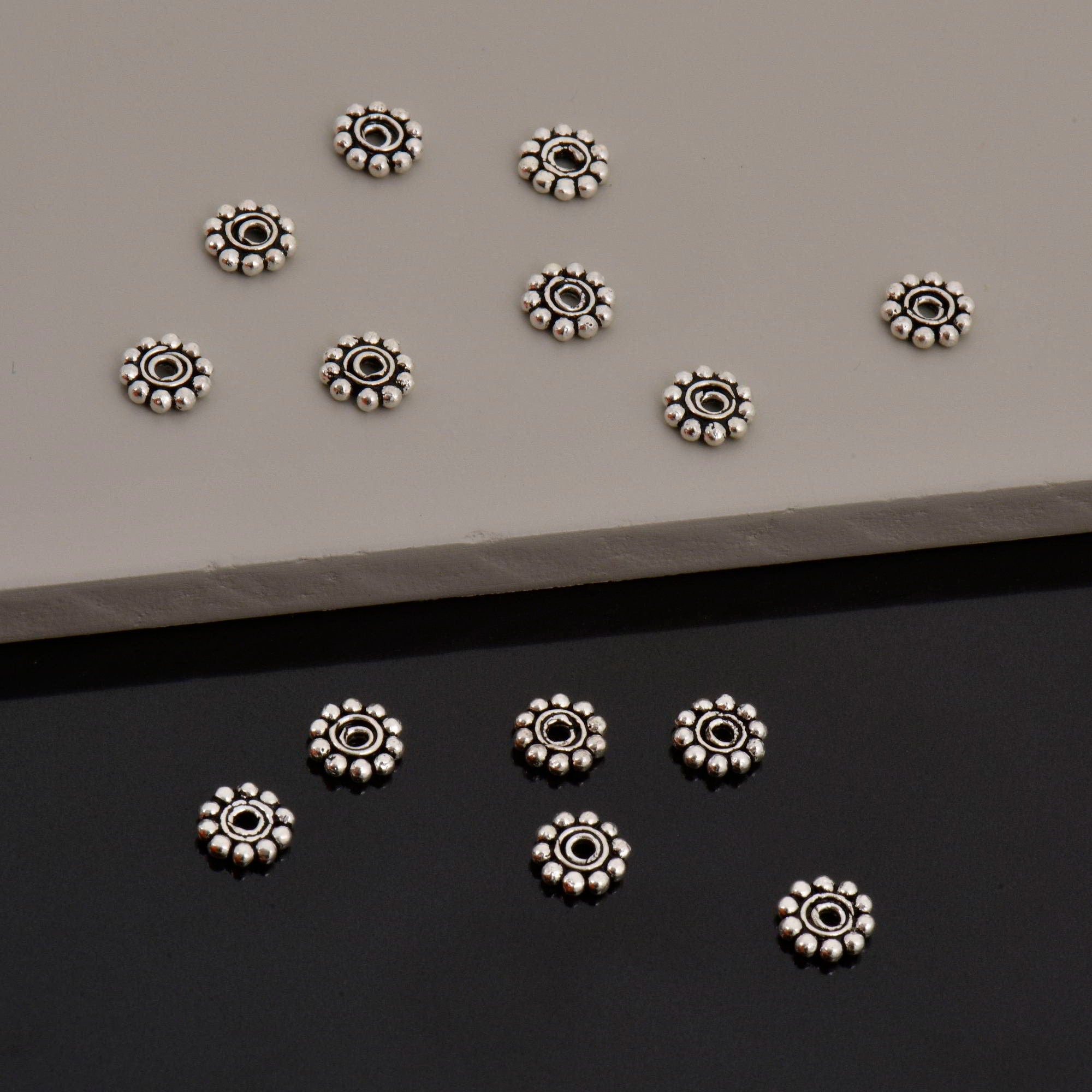 24K Gold Vermeil & 925 Silver Separators, Handmade Silver Beads in Gold, Solid Silver Beads, Spacer Beads, Jewelry Supply, M/VM130 A-B