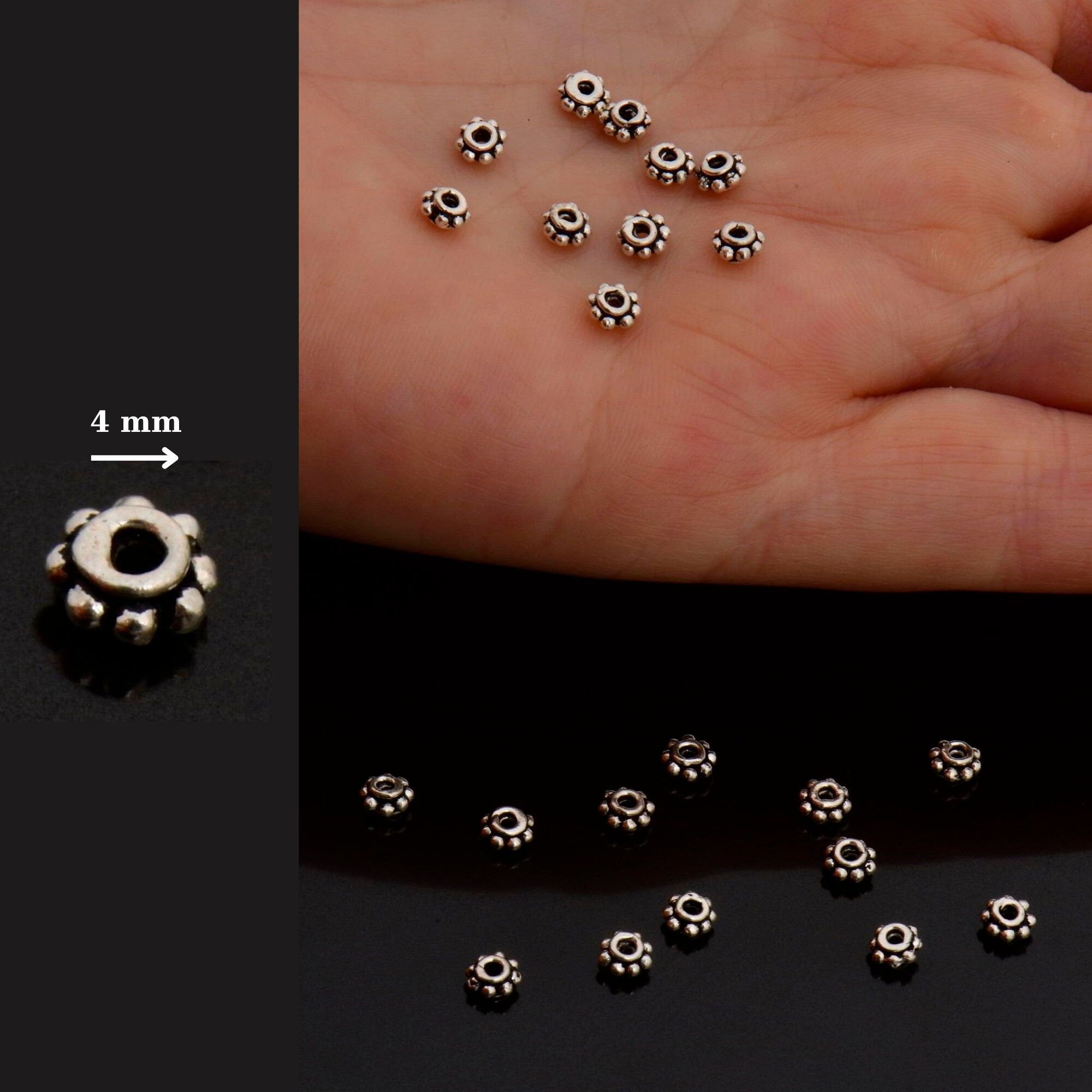 24K Gold Vermeil & 925 Silver Separators, Handmade Silver Beads in Gold, Solid Silver Beads, Spacer Beads, Jewelry Supply, M/VM133