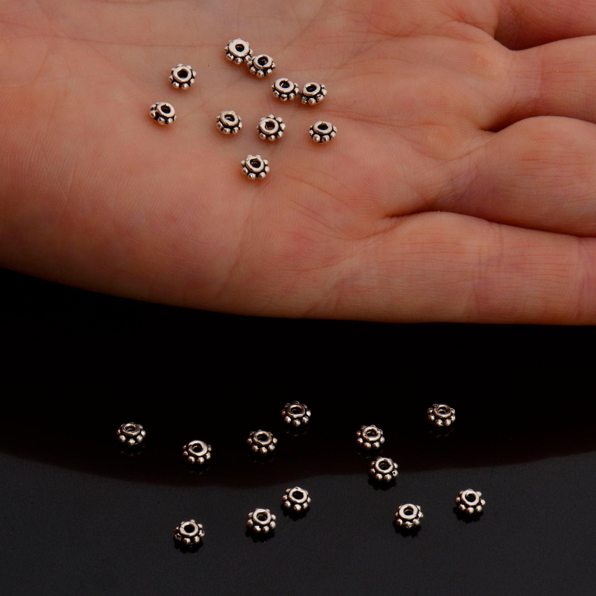 24K Gold Vermeil & 925 Silver Separators, Handmade Silver Beads in Gold, Solid Silver Beads, Spacer Beads, Jewelry Supply, M/VM133