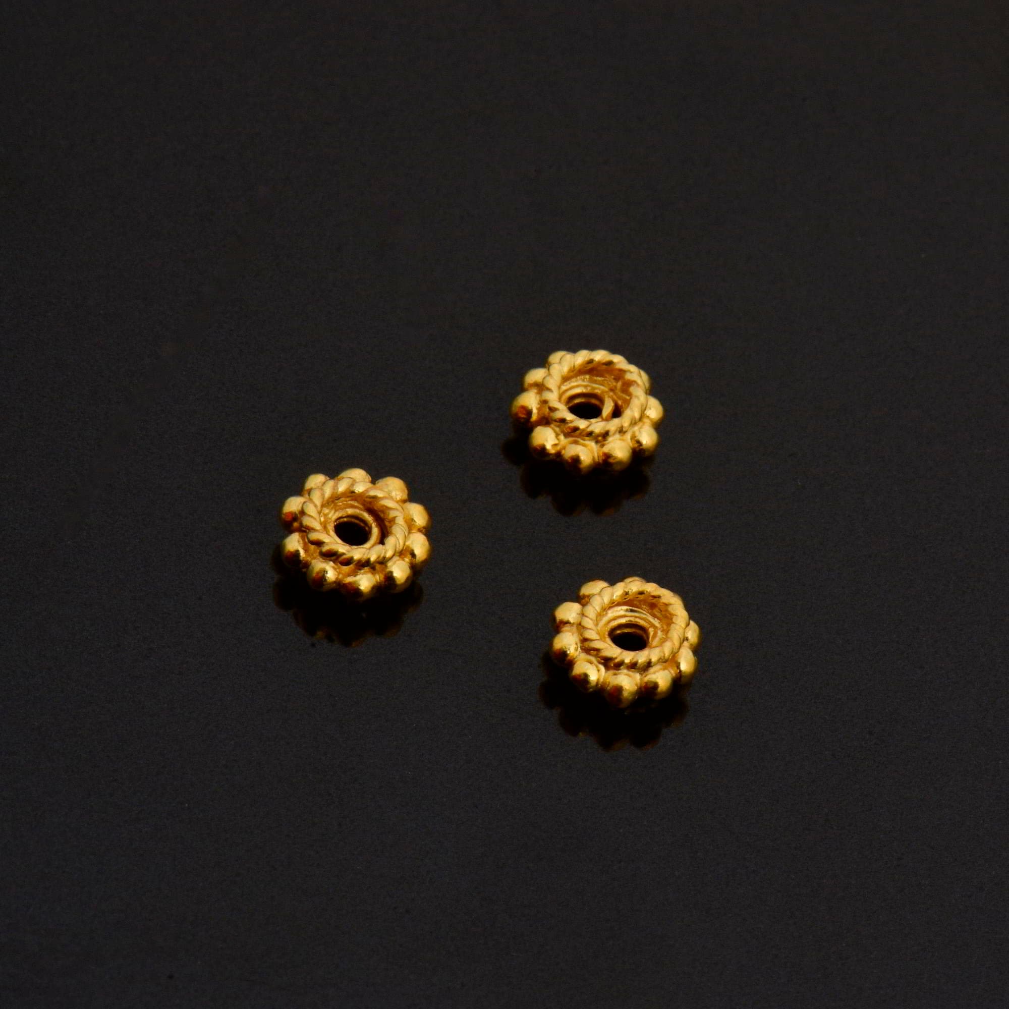 24K Gold Vermeil Separators, Handmade Silver Beads in 24K Gold, 925 Solid Silver Beads, Spacer Beads, Jewelry Supply, VM134B