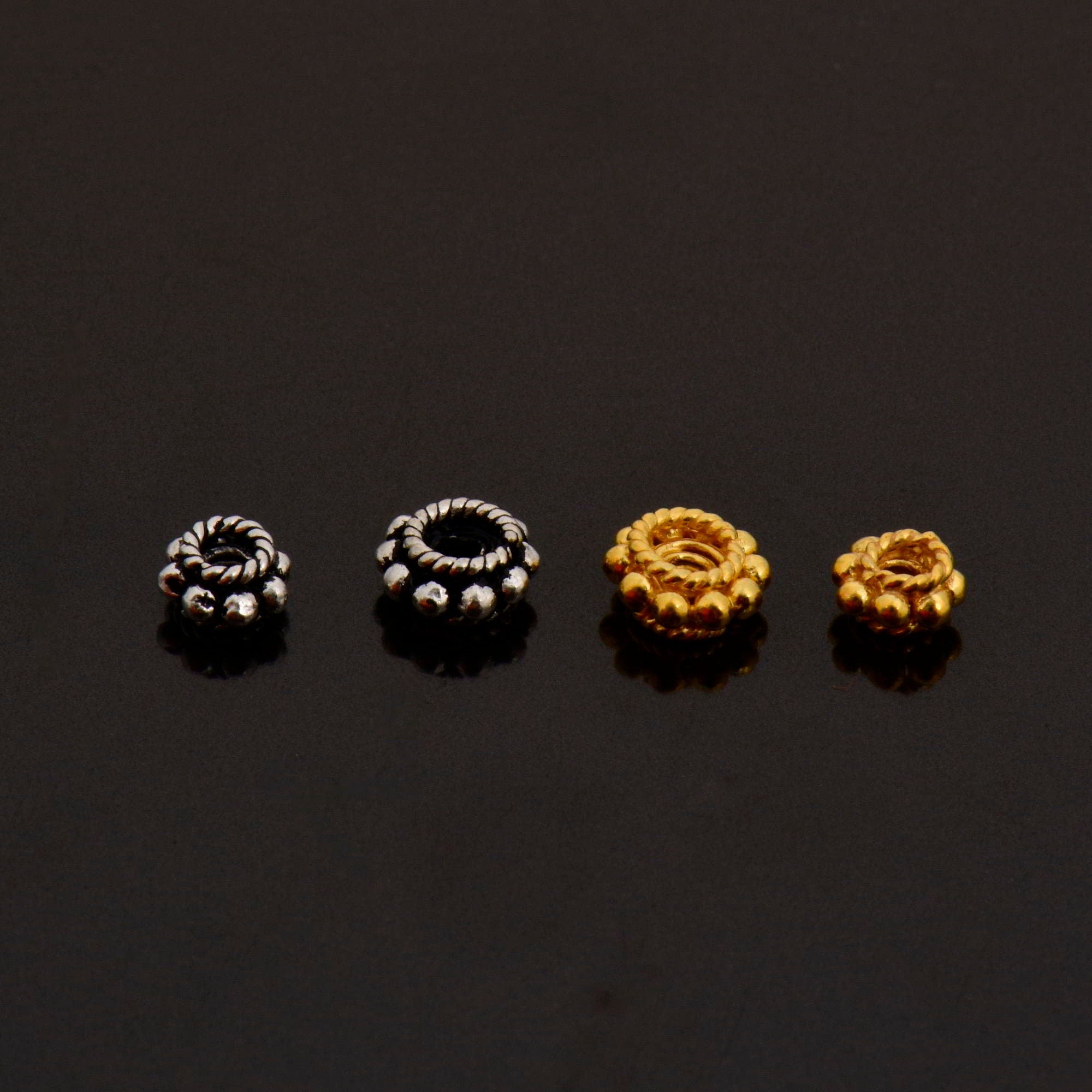 24K Gold Vermeil & 925 Silver Separators, Handmade Silver Beads in Gold, Solid Silver Beads, Spacer Beads, Jewelry Supply, M/VM134 A-B