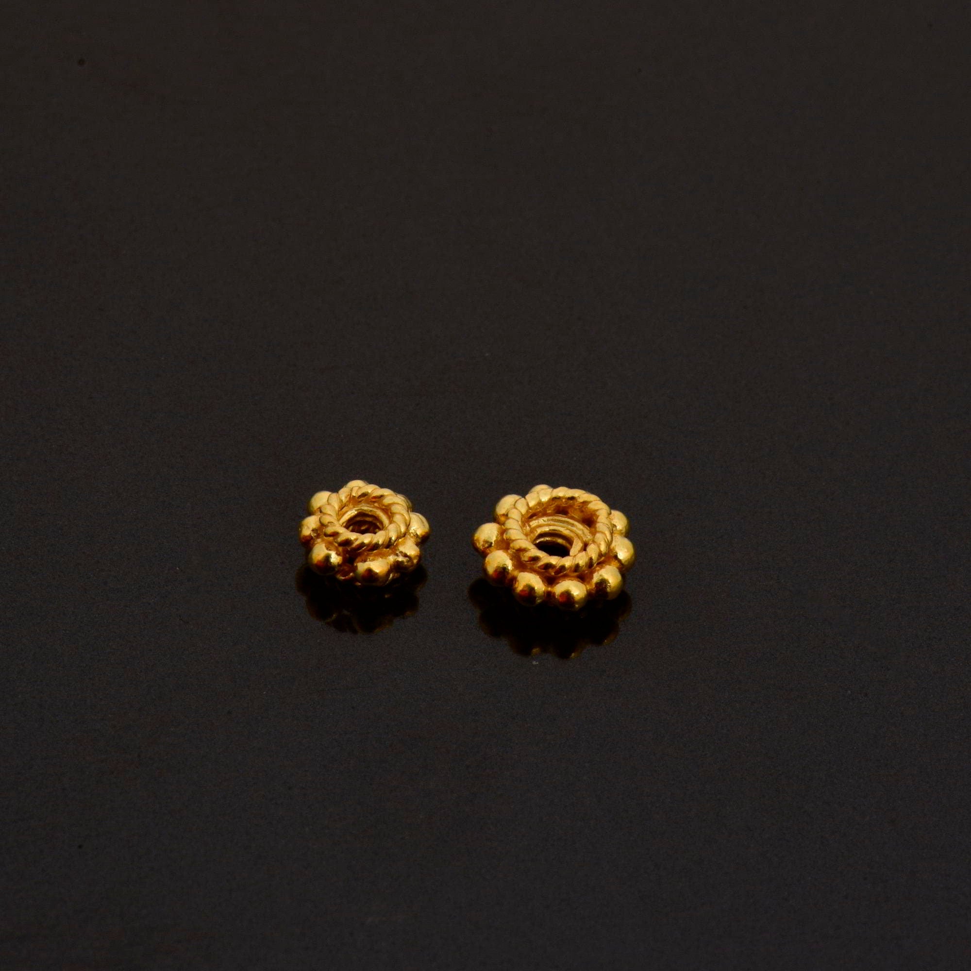 24K Gold Vermeil & 925 Silver Separators, Handmade Silver Beads in Gold, Solid Silver Beads, Spacer Beads, Jewelry Supply, M/VM134 A-B