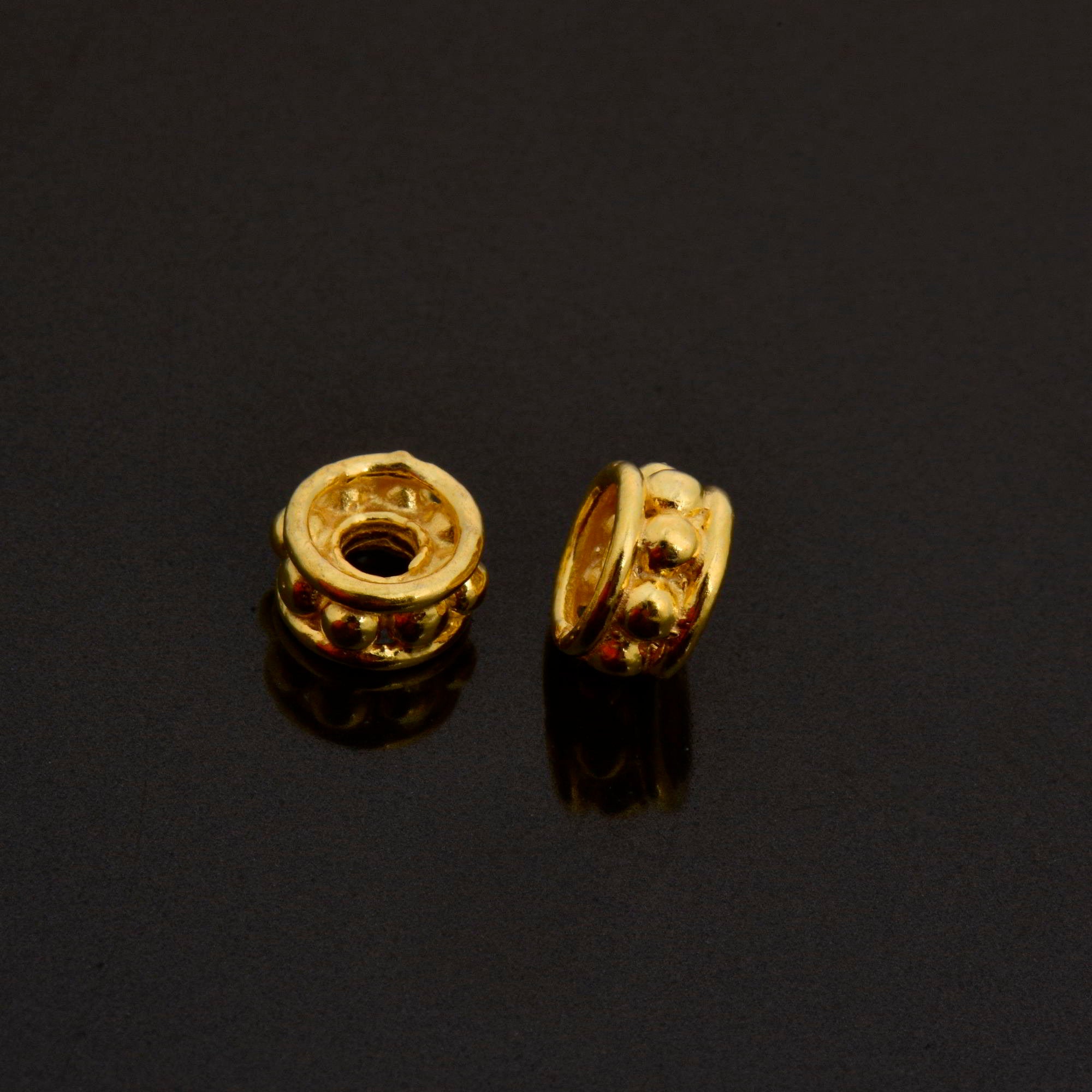 24K Gold Vermeil Separators, Handmade Silver Beads in 24K Gold, 925 Solid Silver Beads, Spacer Beads, Jewelry Supply, VM135B