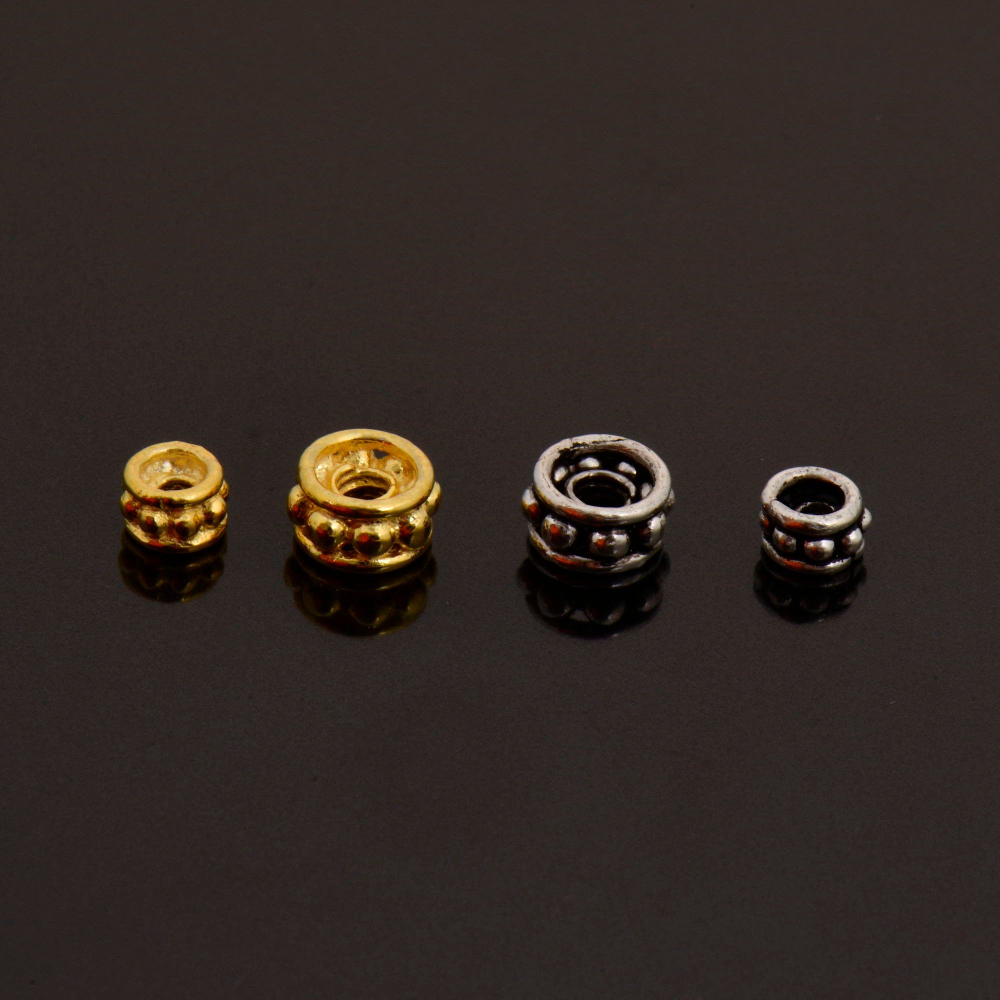 24K Gold Vermeil & 925 Silver Separators, Handmade Silver Beads in 24K Gold, Solid Silver Beads, Spacer Beads, Jewelry Supply, M/VM135 A-B