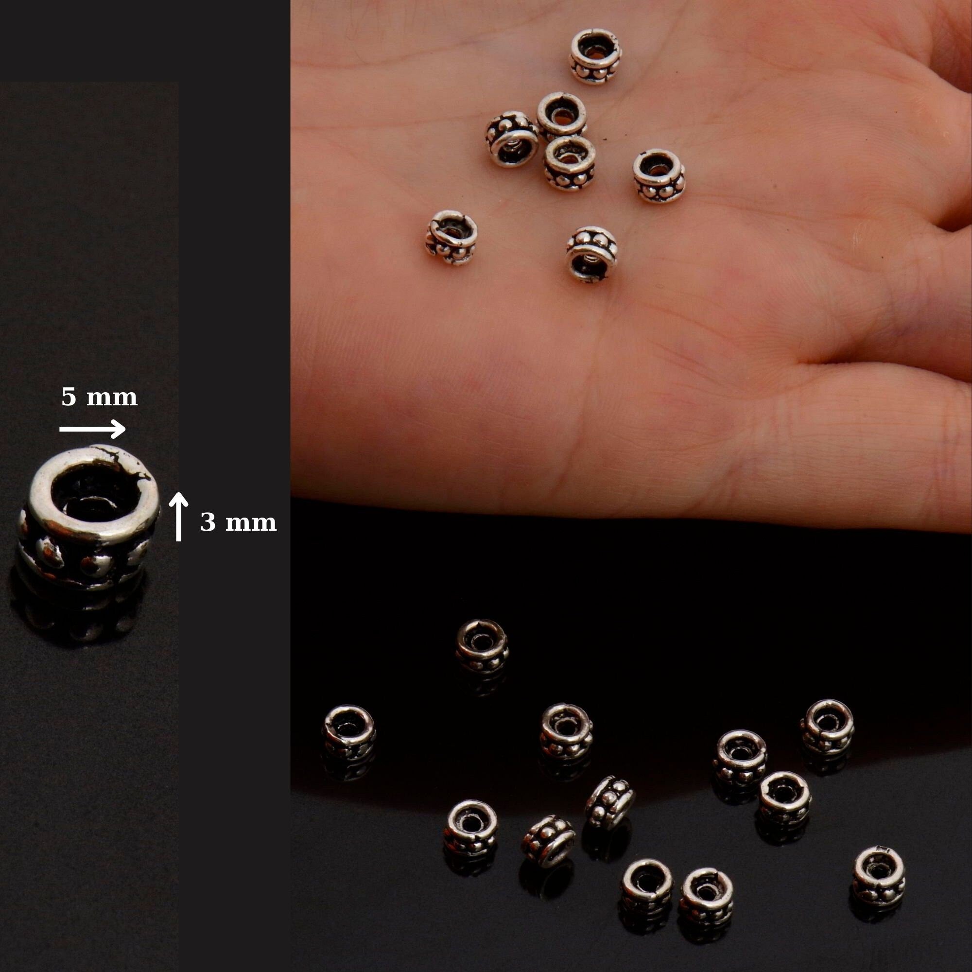 24K Gold Vermeil & 925 Silver Separators, Handmade Silver Beads in 24K Gold, Solid Silver Beads, Spacer Beads, Jewelry Supply, M/VM135 A-B