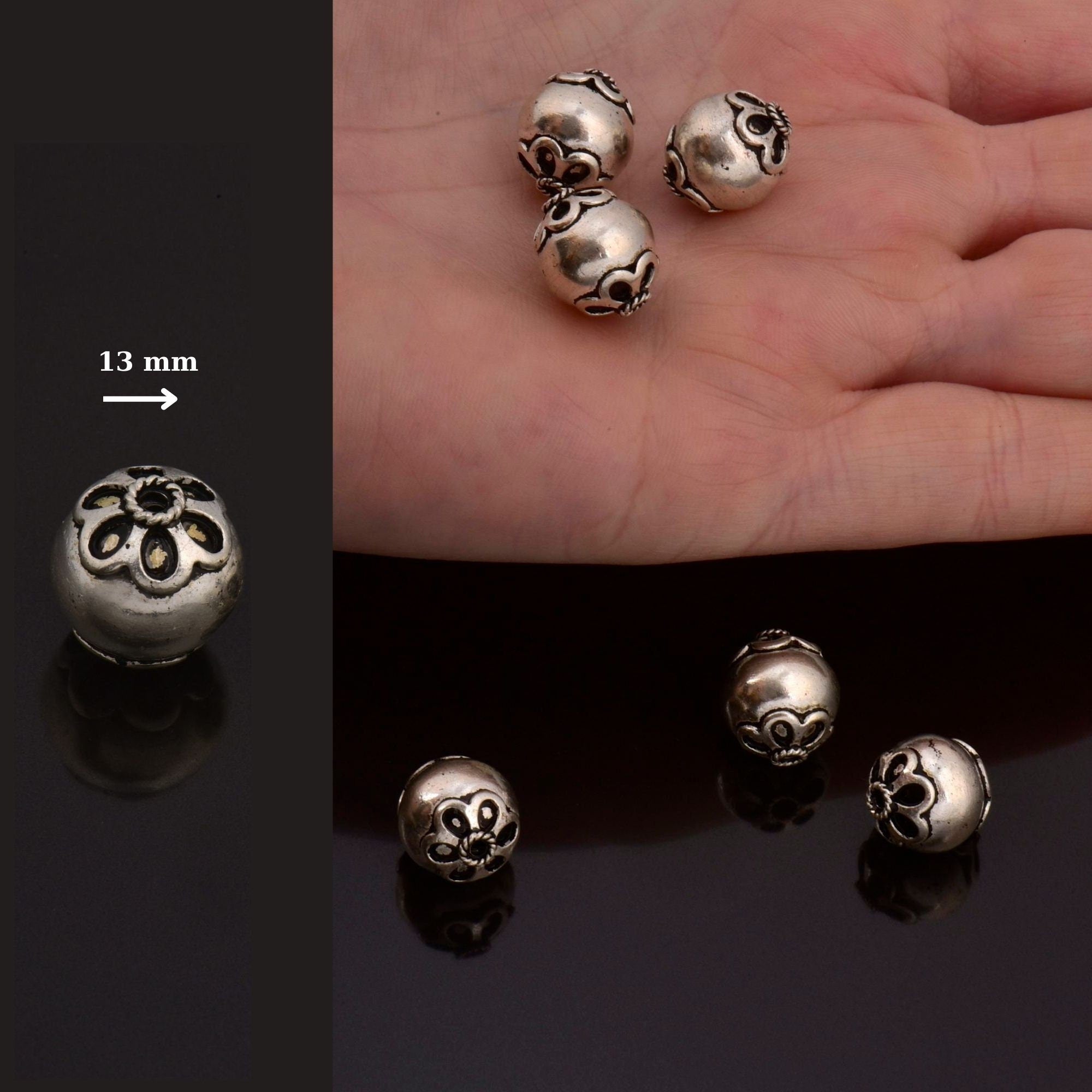 925 Sterling Silver Large Sized Capped Seamless Beads, Handmade Silver Bead, Solid Silver Beads, Jewelry Supply, M108A