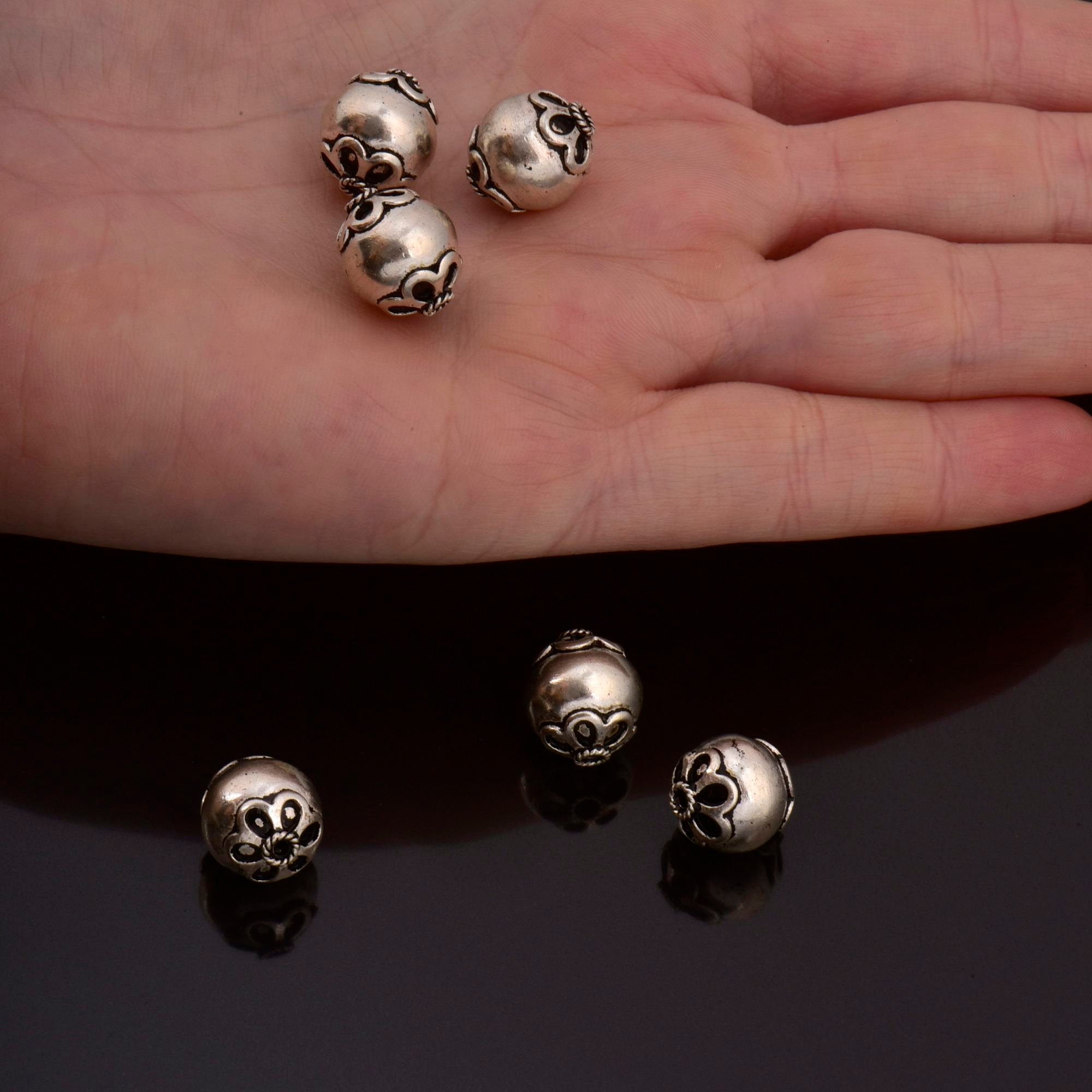 925 Sterling Silver Large Sized Capped Seamless Beads, Handmade Silver Bead, Solid Silver Beads, Jewelry Supply, M108A