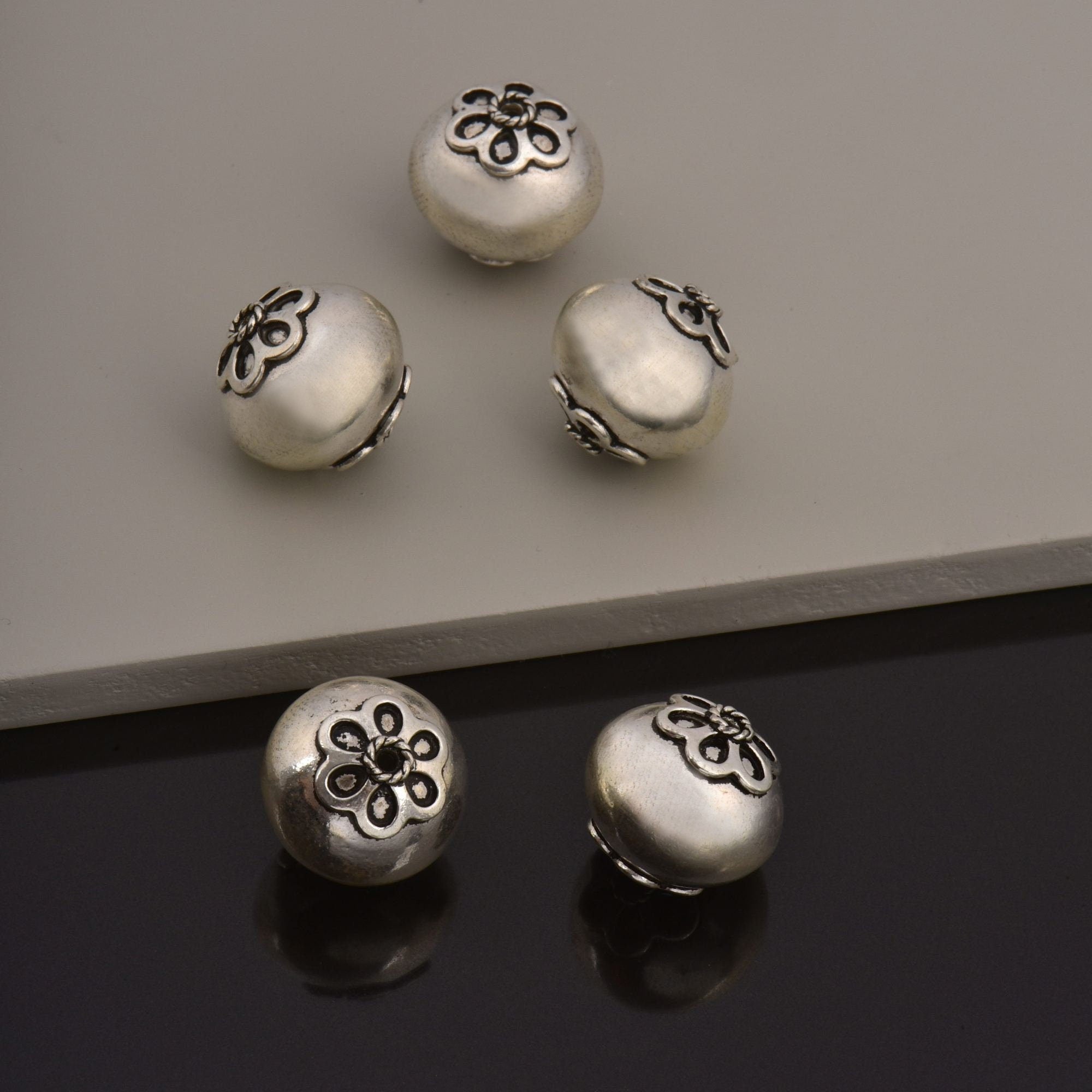 925 Sterling Silver Large Sized Capped Seamless Beads, Handmade Silver Beads, Solid Silver Beads, Jewelry Supply, M108B