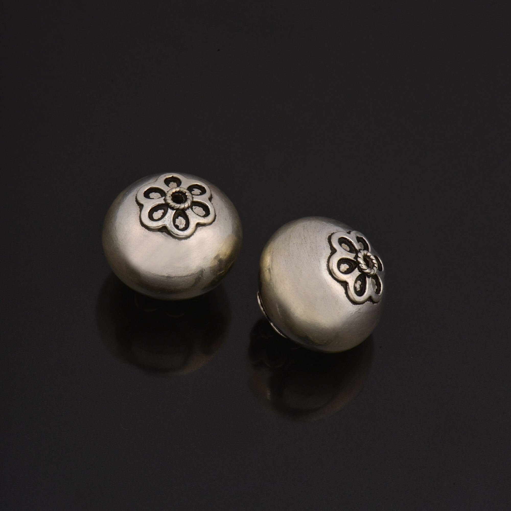 925 Sterling Silver Large Sized Capped Seamless Beads, Handmade Silver Beads, Solid Silver Beads, Jewelry Supply, M108C