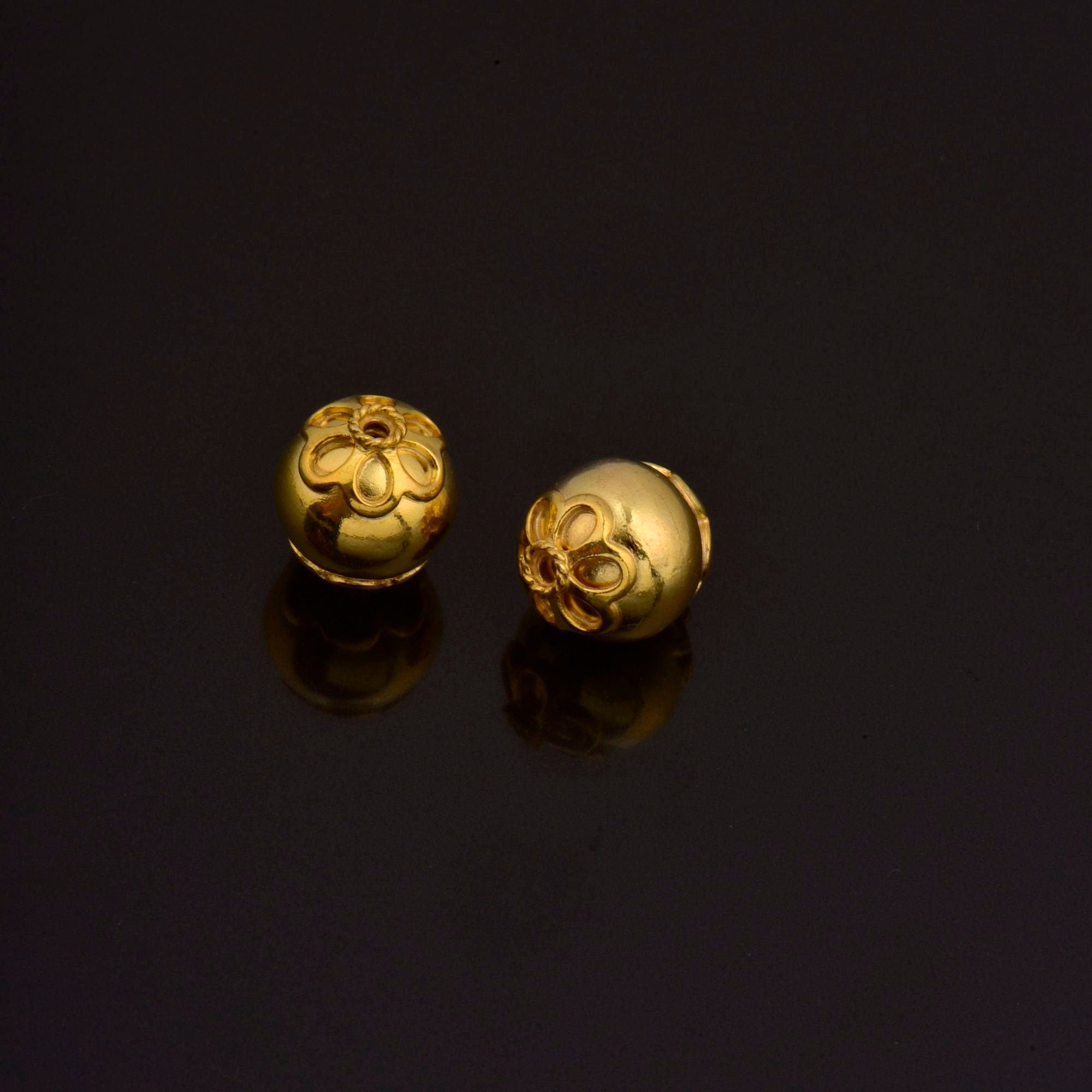 24K Gold Vermeil Large Sized Capped Seamless Beads, Handmade Silver Beads in 24K Gold, 925 Solid Silver Beads, Jewelry Supply, VM108A