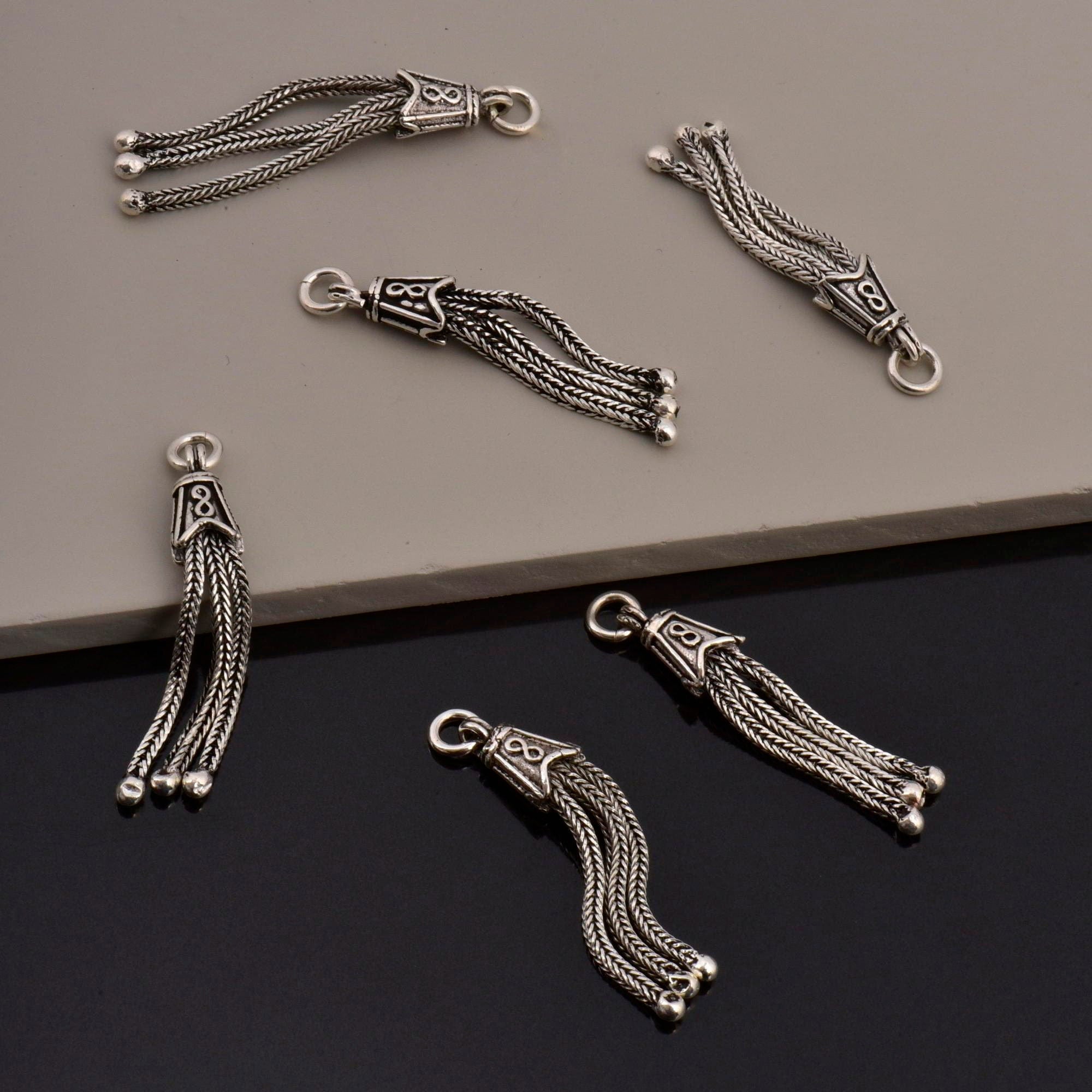 925 Sterling Silver Small Tassels, Handmade Silver Tassels, Solid Silver Tassels, Pendants Tassels, Jewelry Supply, M105