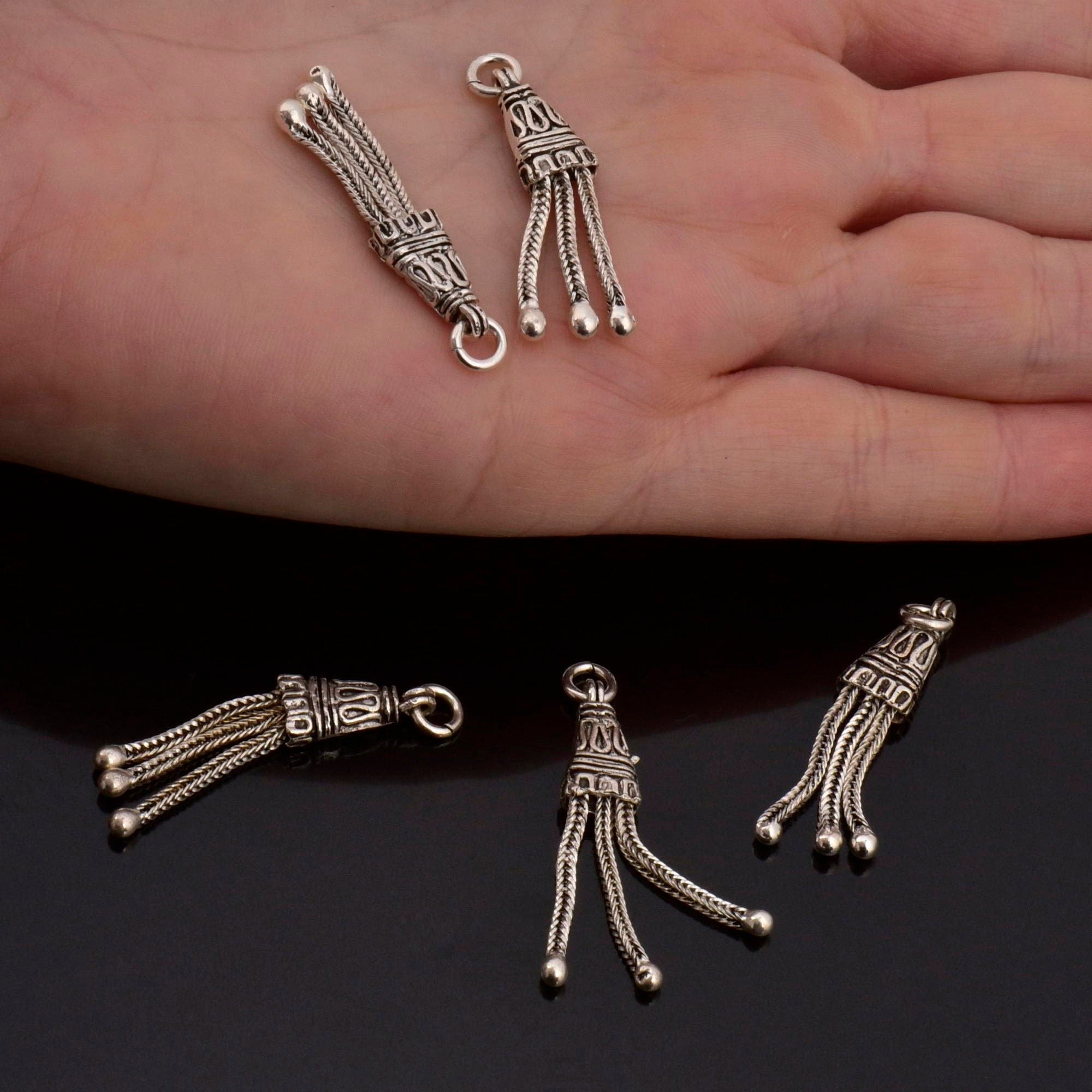925 Sterling Silver Small Tassels, Handmade Silver Tassels, Solid Silver Tassels, Pendants Tassels, Jewelry Supply, M106