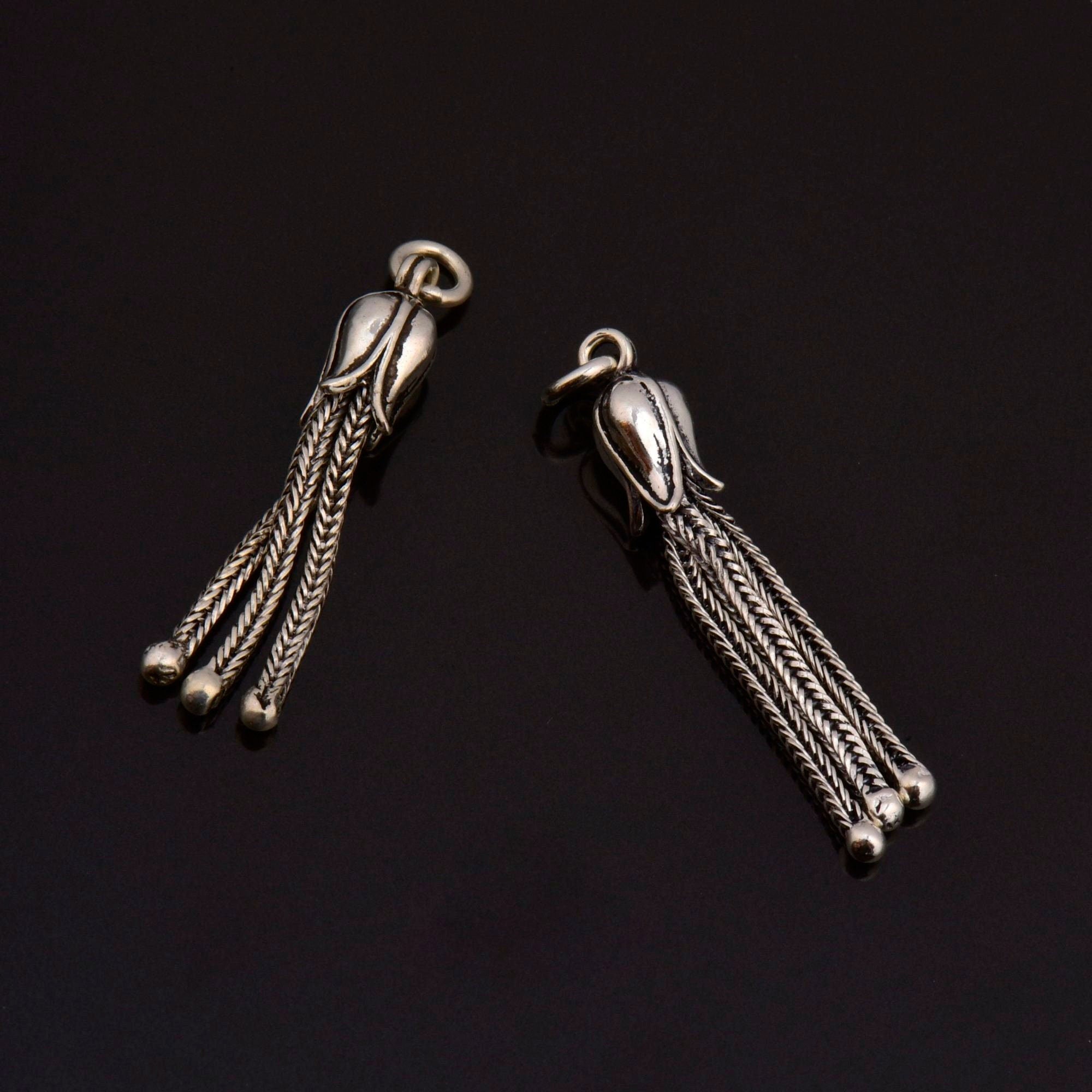 24K Gold Vermeil & 925 Silver Small Tassels, Handmade Silver Tassels in Gold, Silver Tassels, Pendants Tassels, Jewelry Supply, M/VM107