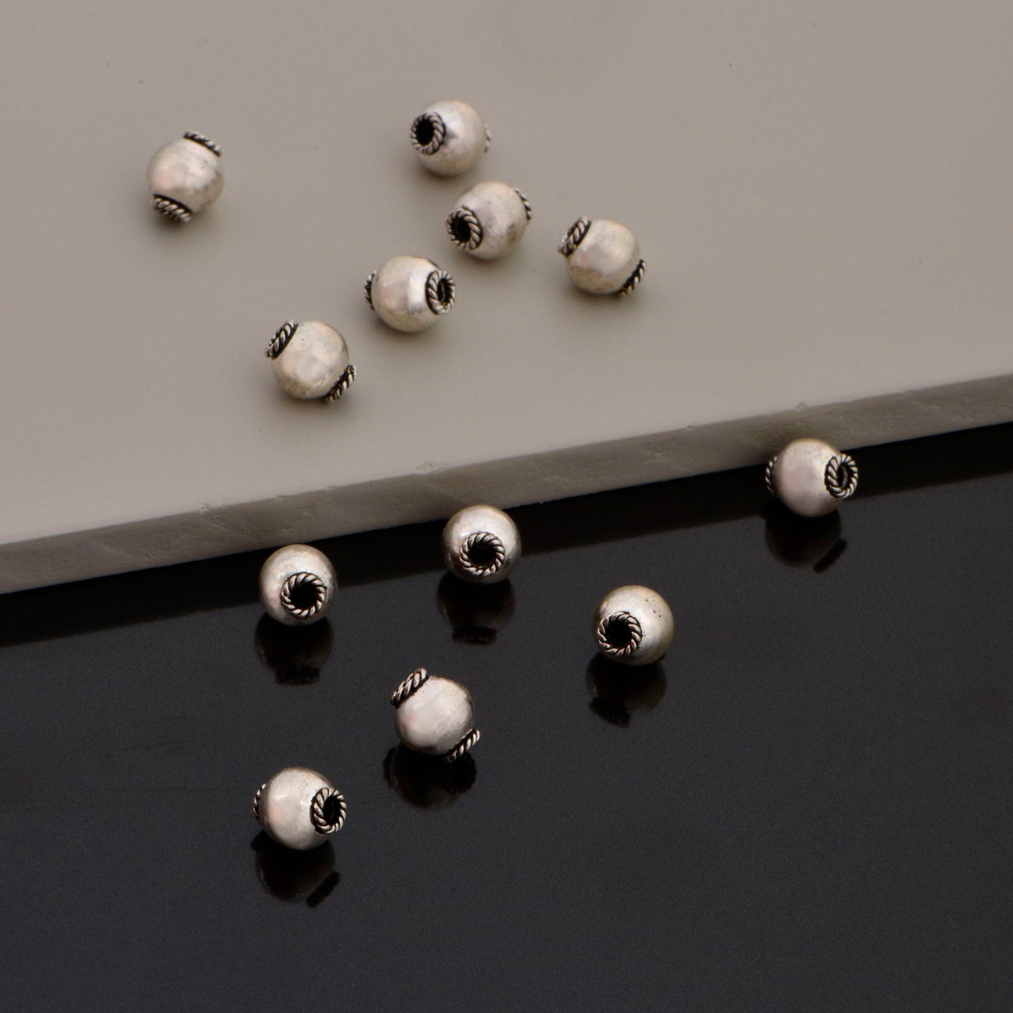 925 Sterling Silver Round Beads, Handmade Silver Beads, Solid Silver Beads, Spacer Beads, Handmade Beads, Jewelry Supply, M119A