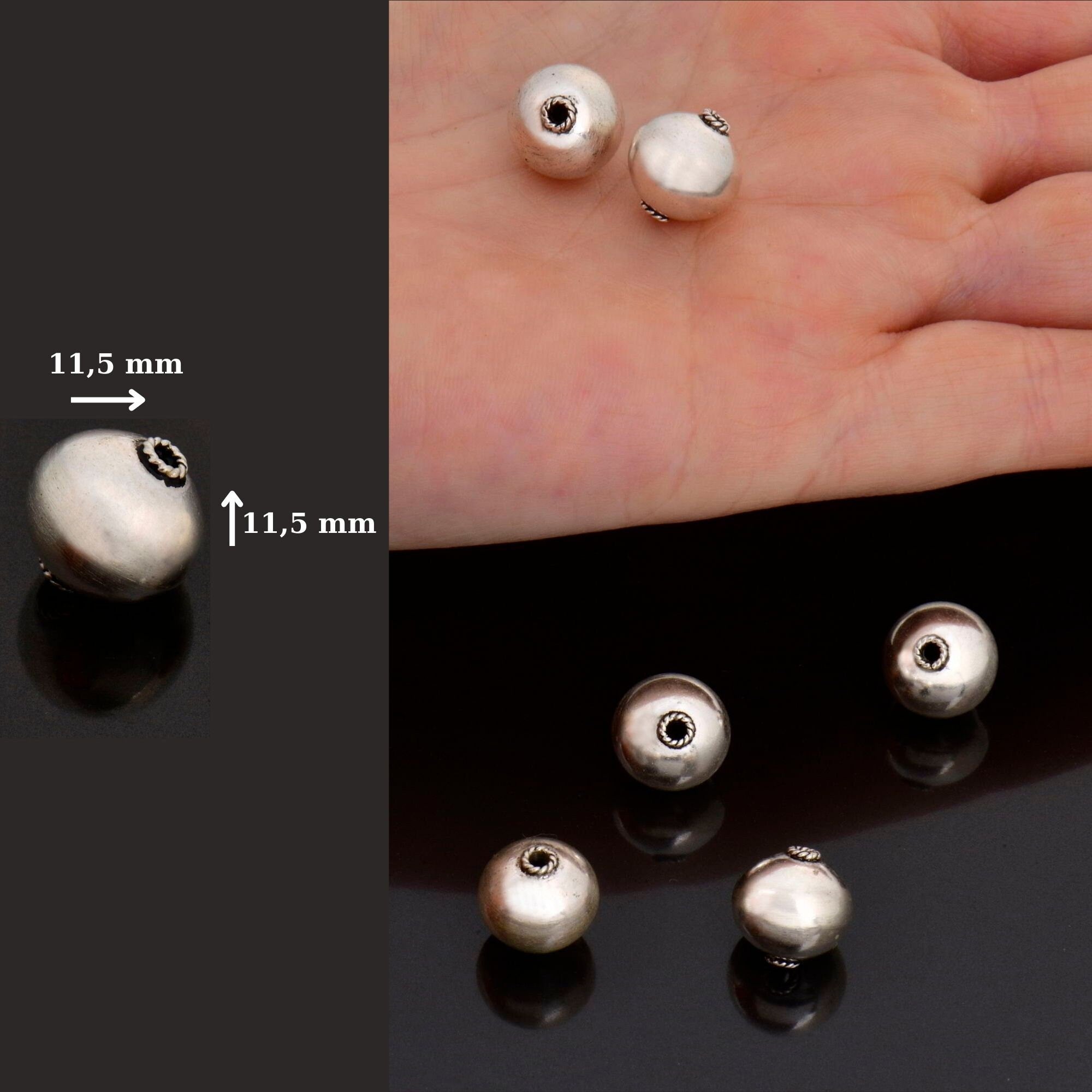 925 Sterling Silver Round Beads, Handmade Silver Beads, Solid Silver Beads, Spacer Beads, Handmade Beads, Jewelry Supply, M119C