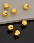 24K Gold Vermeil Round Beads, Handmade Silver Beads in 24K Gold, 925 Solid Silver Beads, Handmade Beads, Jewelry Supply, VM119C