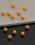 24K Gold Vermeil Filigree Beads, Handmade Silver Beads in 24K Gold, 925 Solid Silver Beads, Spacer Beads, Jewelry Supply, VM121B