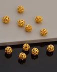 24K Gold Vermeil and 925 Silver Filigree Beads, Handmade Silver Beads, Gold Beads, Spacer Beads, Jewelry Supply, M/VM121 A-C