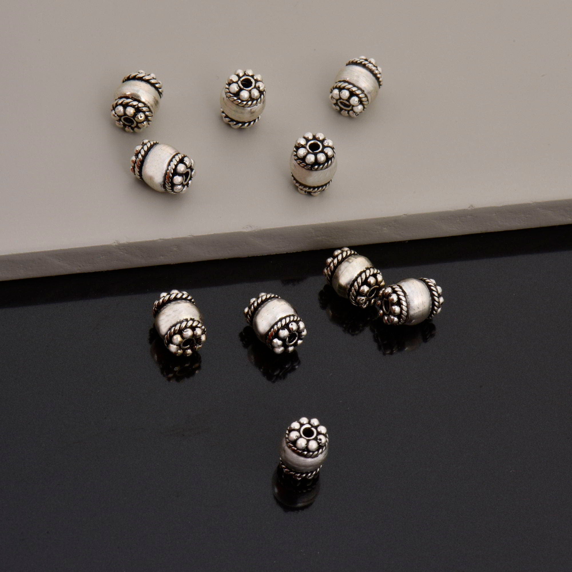 925 Sterling Silver Capped Beads, Handmade Silver Beads, Solid Silver Beads, Jewelry Supply, M123