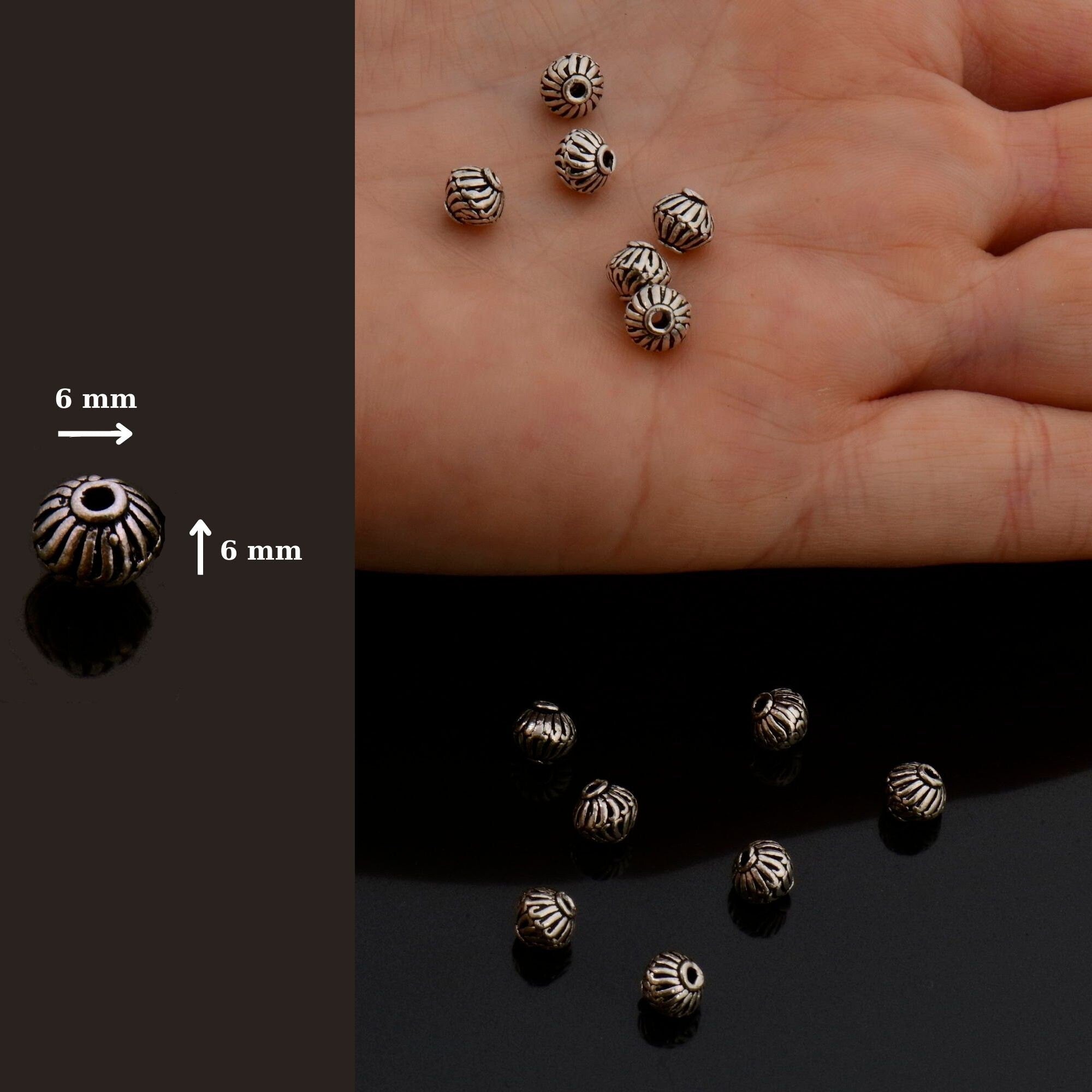 925 Sterling Silver Striated Bicone Beads, Handmade Silver Beads, 925 Solid Silver Beads, Spacer Beads, Jewelry Supply, M1177A