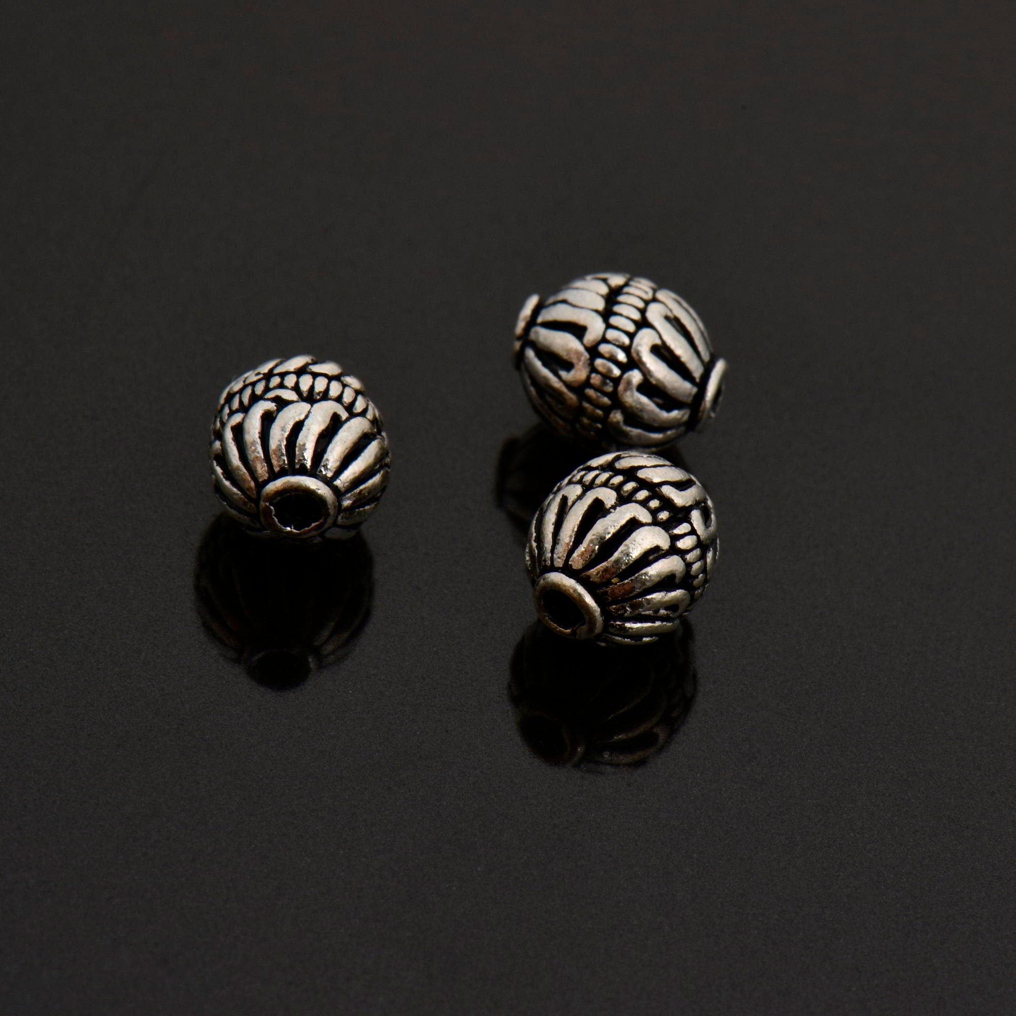 925 Sterling Silver Striated Bicone Beads, Handmade Silver Beads, 925 Solid Silver Beads, Spacer Beads, Jewelry Supply, M1177C