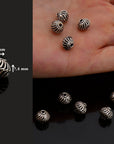 925 Sterling Silver Striated Bicone Beads, Handmade Silver Beads, 925 Solid Silver Beads, Spacer Beads, Jewelry Supply, M1177D