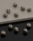 925 Sterling Silver Striated Bicone Beads, Handmade Silver Beads, 925 Solid Silver Beads, Spacer Beads, Jewelry Supply, M1177D