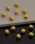 24K Gold Vermeil Striated Bicone Beads, Handmade Silver Beads in 24K Gold, 925 Solid Silver Beads, Spacer Beads, Jewelry Supply, VM117C