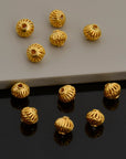 24K Gold Vermeil Striated Bicone Beads, Handmade Silver Beads in 24K Gold, 925 Solid Silver Beads, Spacer Beads, Jewelry Supply, VM117D