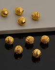24K Gold Vermeil Striated Bicone Beads, Handmade Silver Beads in 24K Gold, 925 Solid Silver Beads, Spacer Beads, Jewelry Supply, VM117E