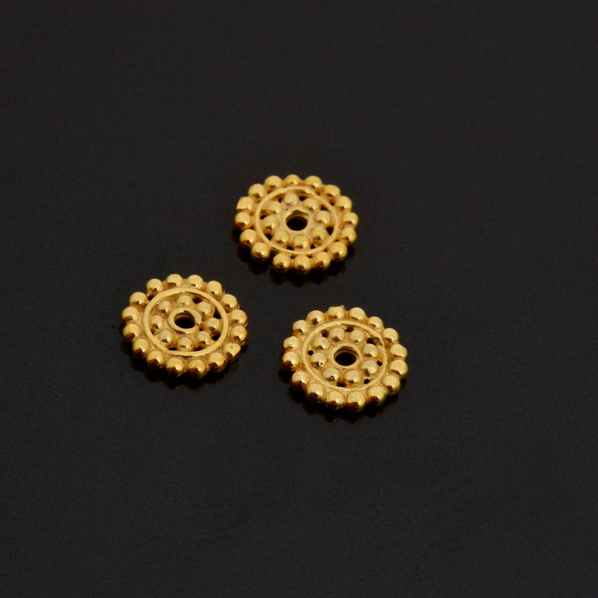 24K Gold Vermeil Separators, Handmade Silver Beads in 24K Gold, 925 Solid Silver Beads, Spacer Beads, Jewelry Supply, VM132A