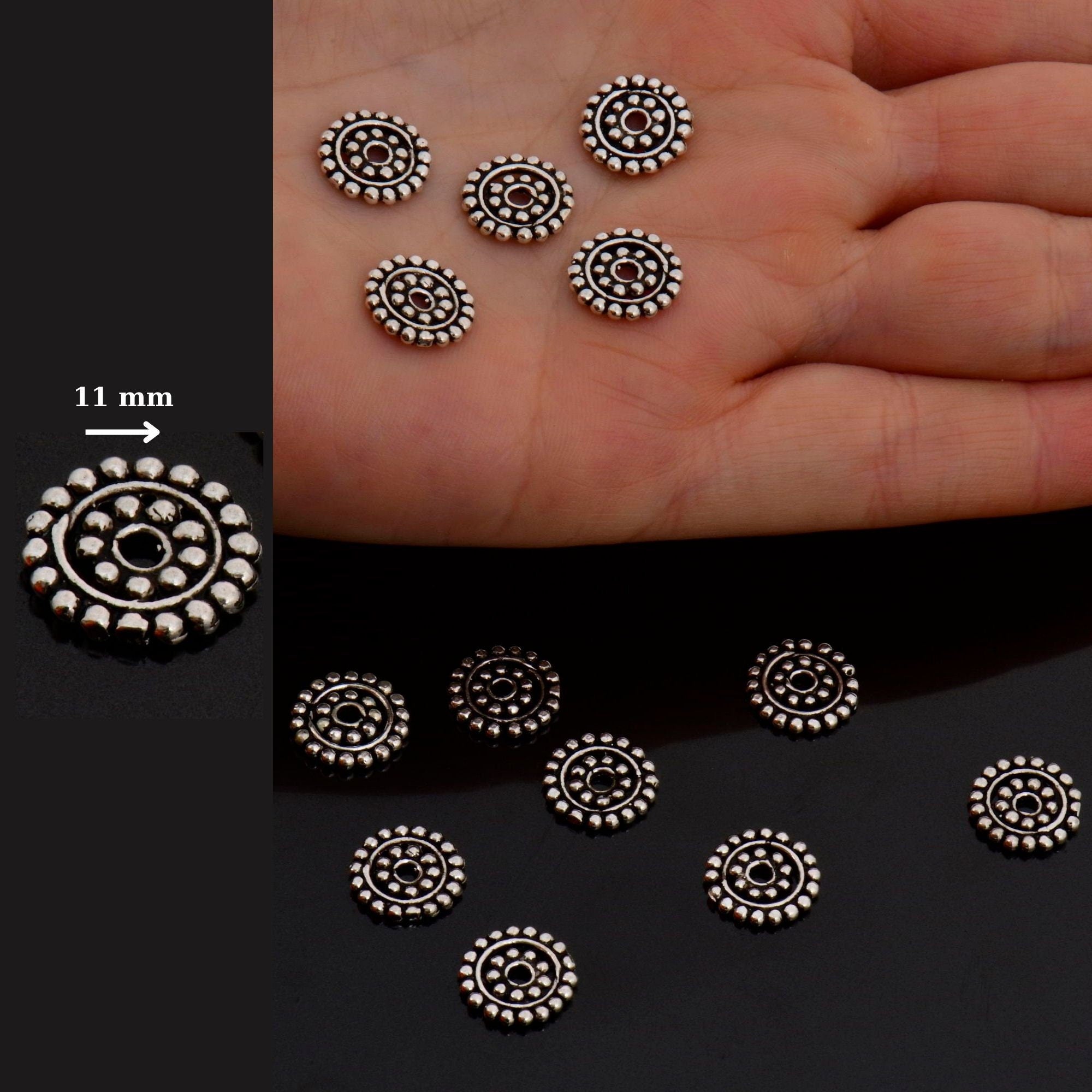 925 Sterling Silver Separators, Handmade Silver Separators, Solid Silver Beads, Spacer Beads, Jewelry Supply, M132B