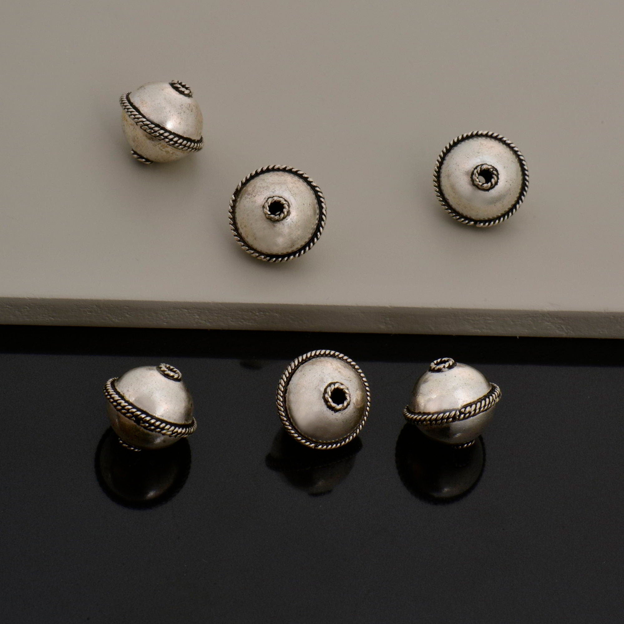 925 Sterling Silver Flying Saucer Beads, Handmade Silver Beads, Solid Silver Beads, Spacer Beads, Handmade Beads, Jewelry Supply, M118C