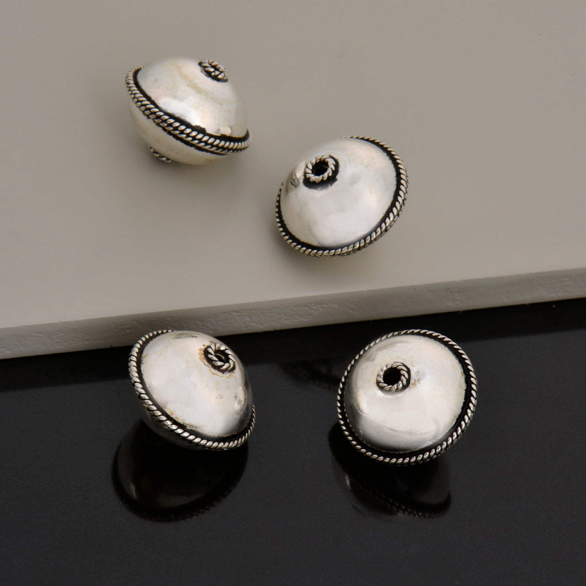 925 Sterling Silver Flying Saucer Beads, Handmade Silver Beads, Solid Silver Beads, Spacer Beads, Handmade Beads, Jewelry Supply, M118D