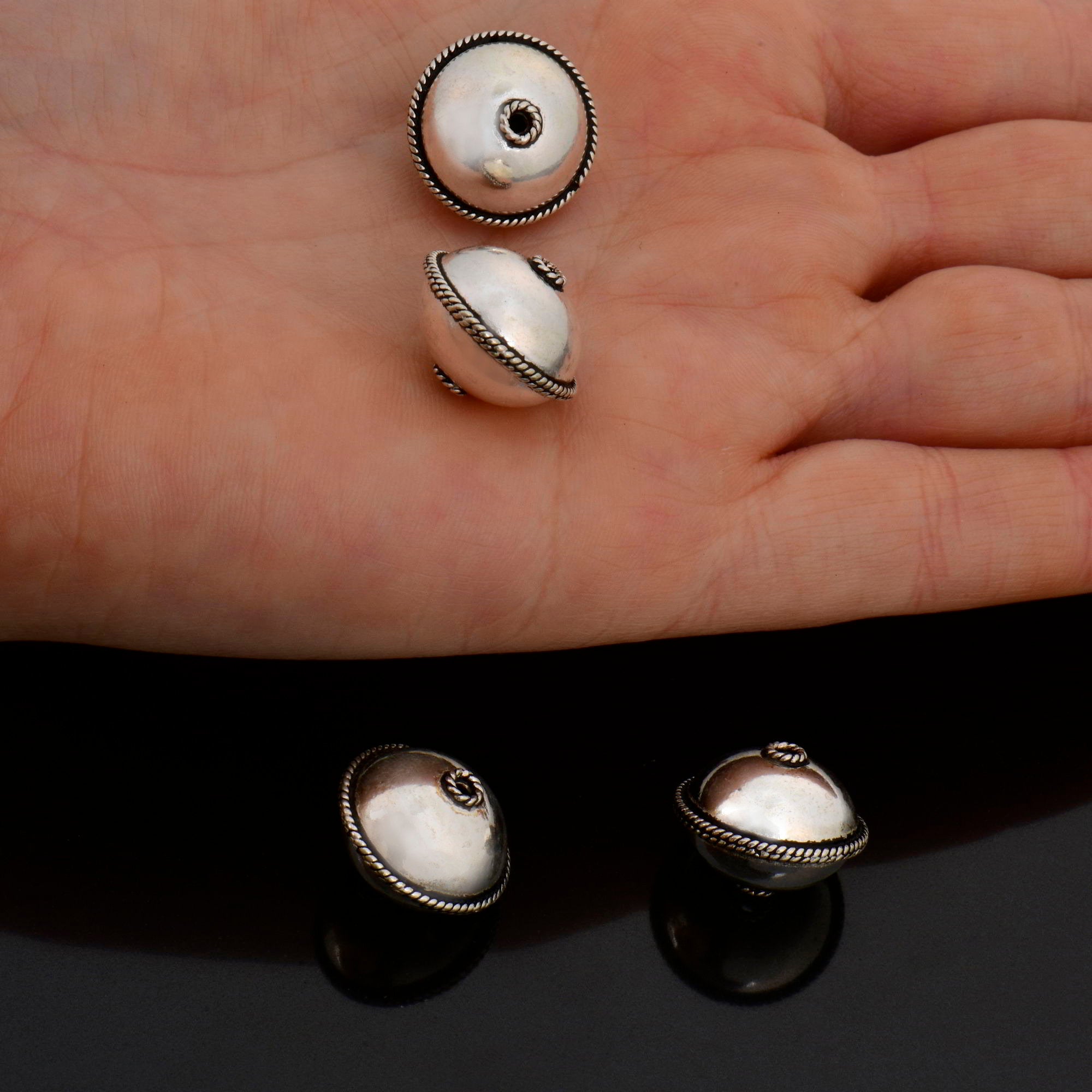 925 Sterling Silver Flying Saucer Beads, Handmade Silver Beads, Solid Silver Beads, Spacer Beads, Handmade Beads, Jewelry Supply, M118D