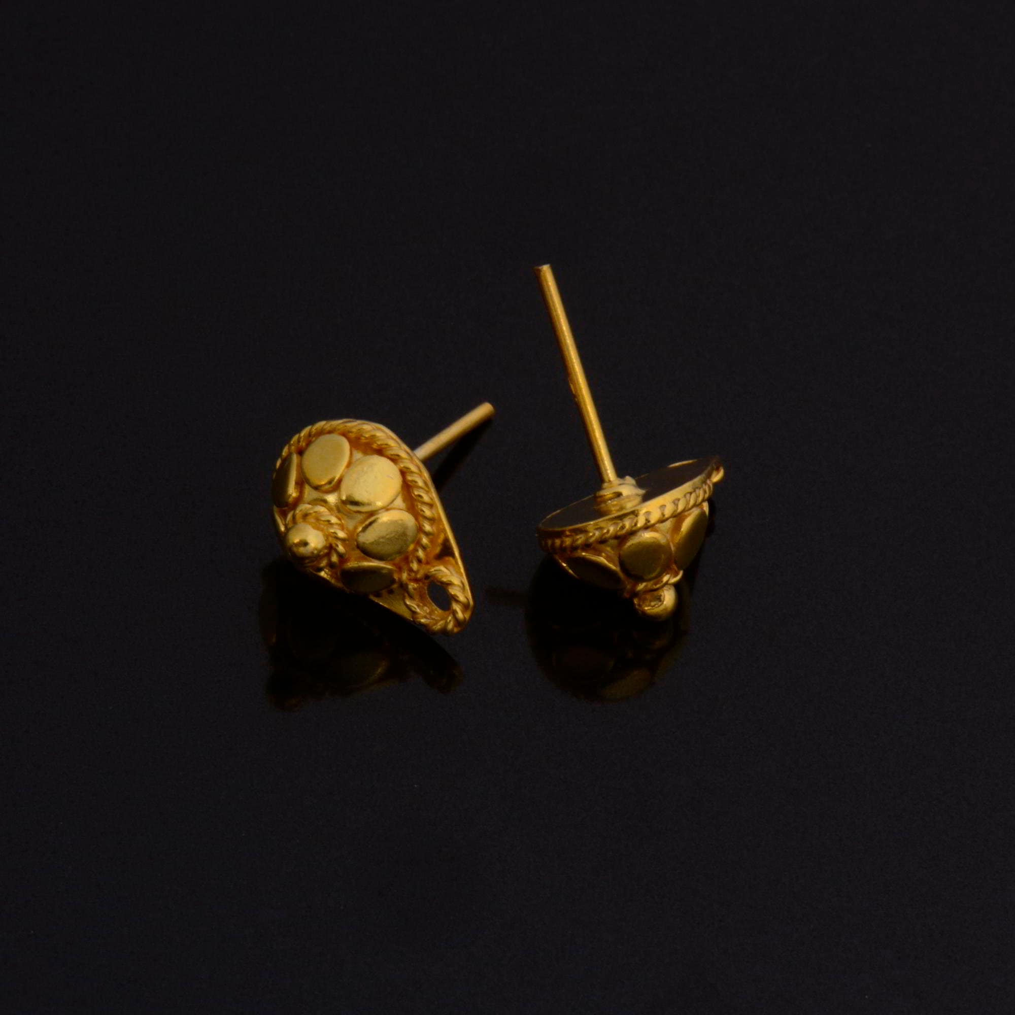 24K Gold Vermeil Ear Post, 925 Solid Silver Earring Studs with Loop, 24K Gold Plated Earring Posts, Jewelry Making Findings, VM136