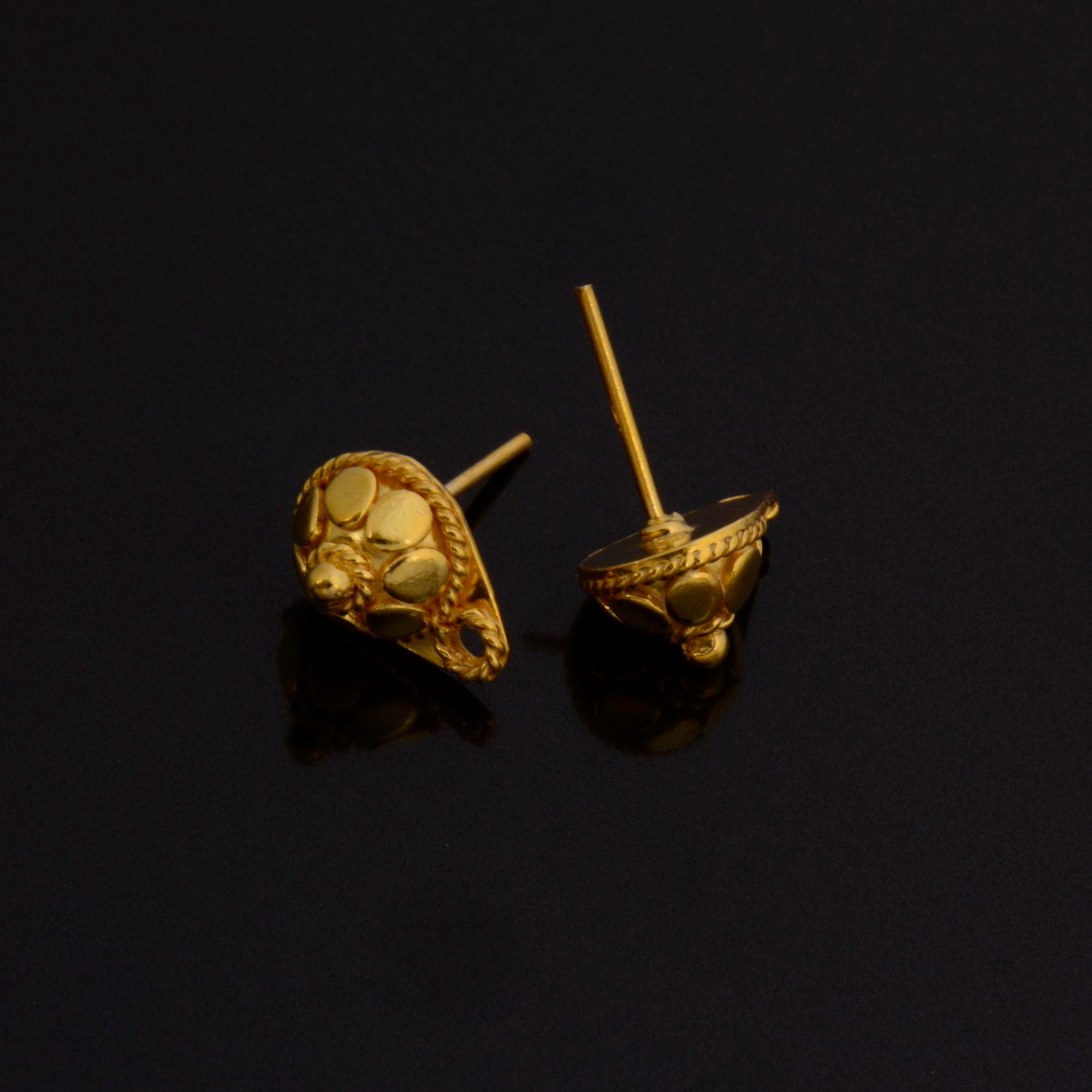 24K Gold Vermeil and 925 Silver Ear Post, Solid Silver Earring Studs with Loop, Gold Plated Earring Posts, Jewelry Making Findings, M/VM136